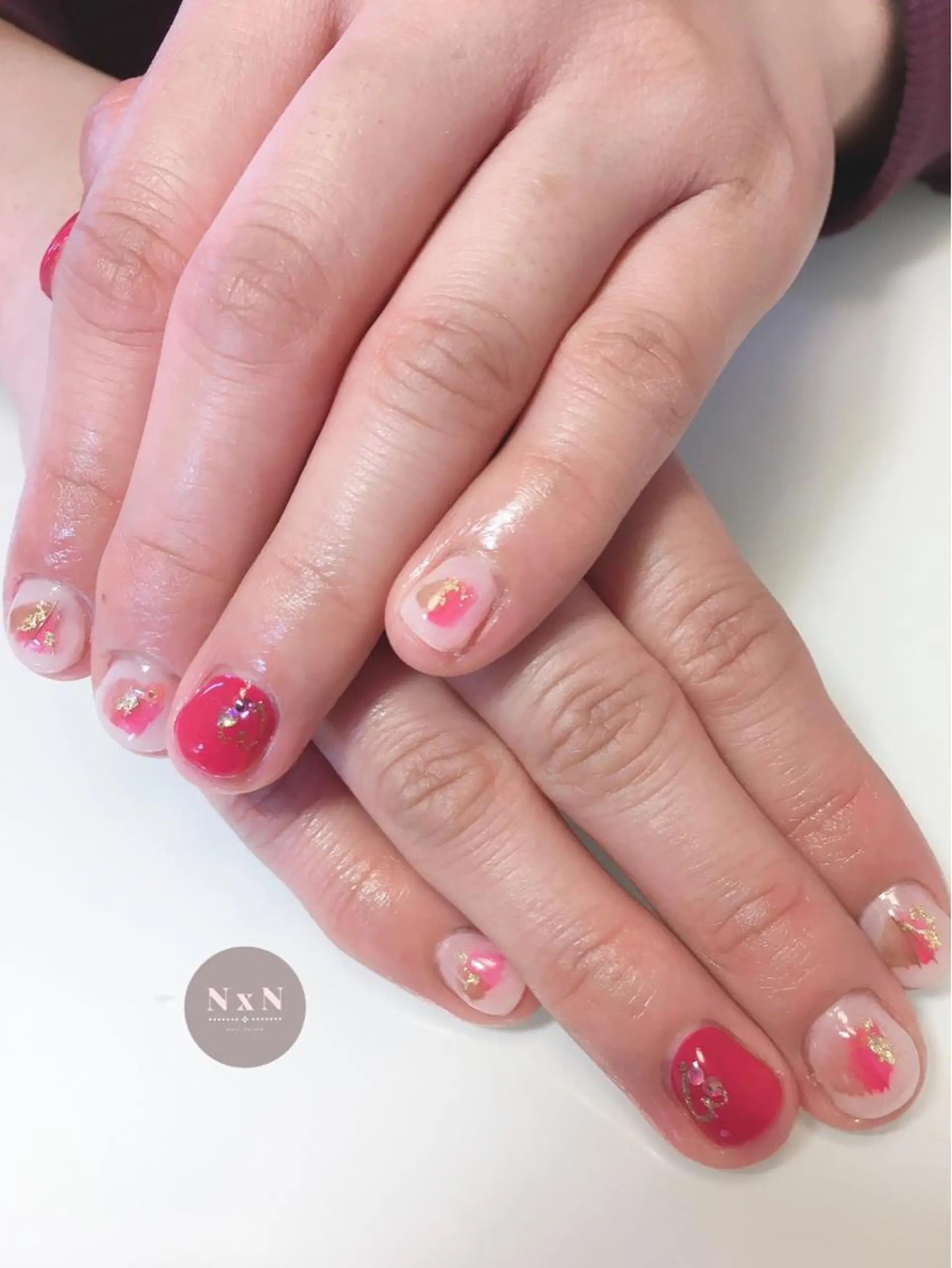 ネイル ジェルネイル ハート ぷっくりネイル ハンドネイル nail salon N×Nのネイルデザイン