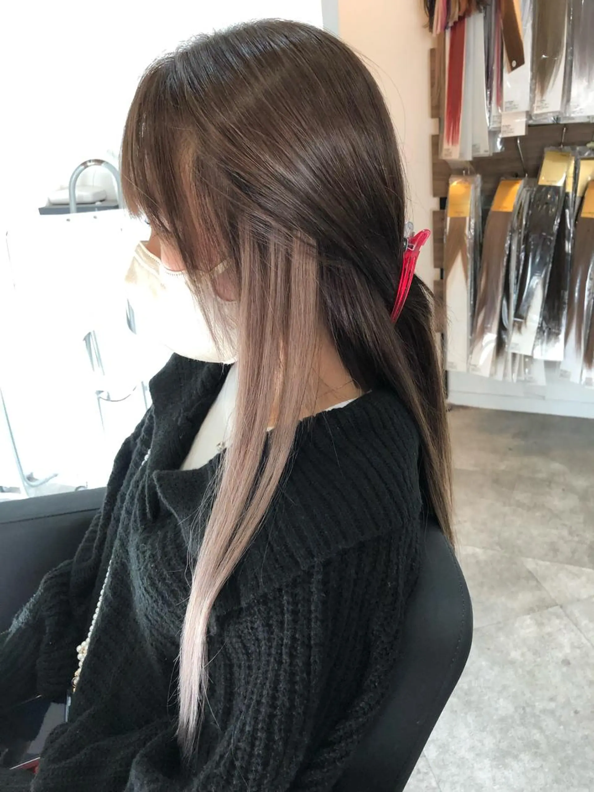 ロング カラー ヘアアレンジ ハイトーンカラー エクステ づまさん カラーエクステ難波のヘアスタイル