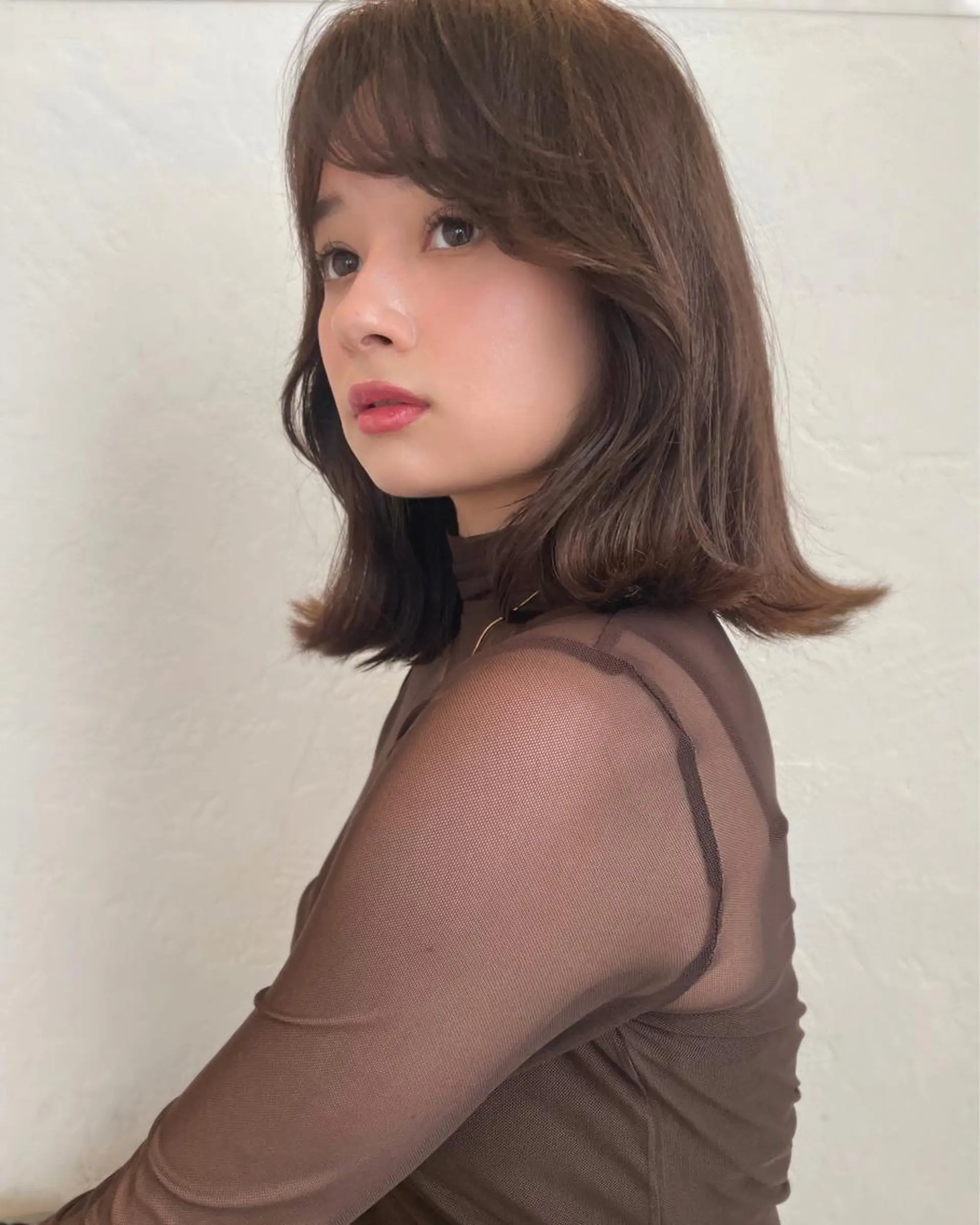 ミディアム カラー ブラウンカラー オリーブブラウン レイヤーカット レイヤーカット🎀 kanaのヘアスタイル