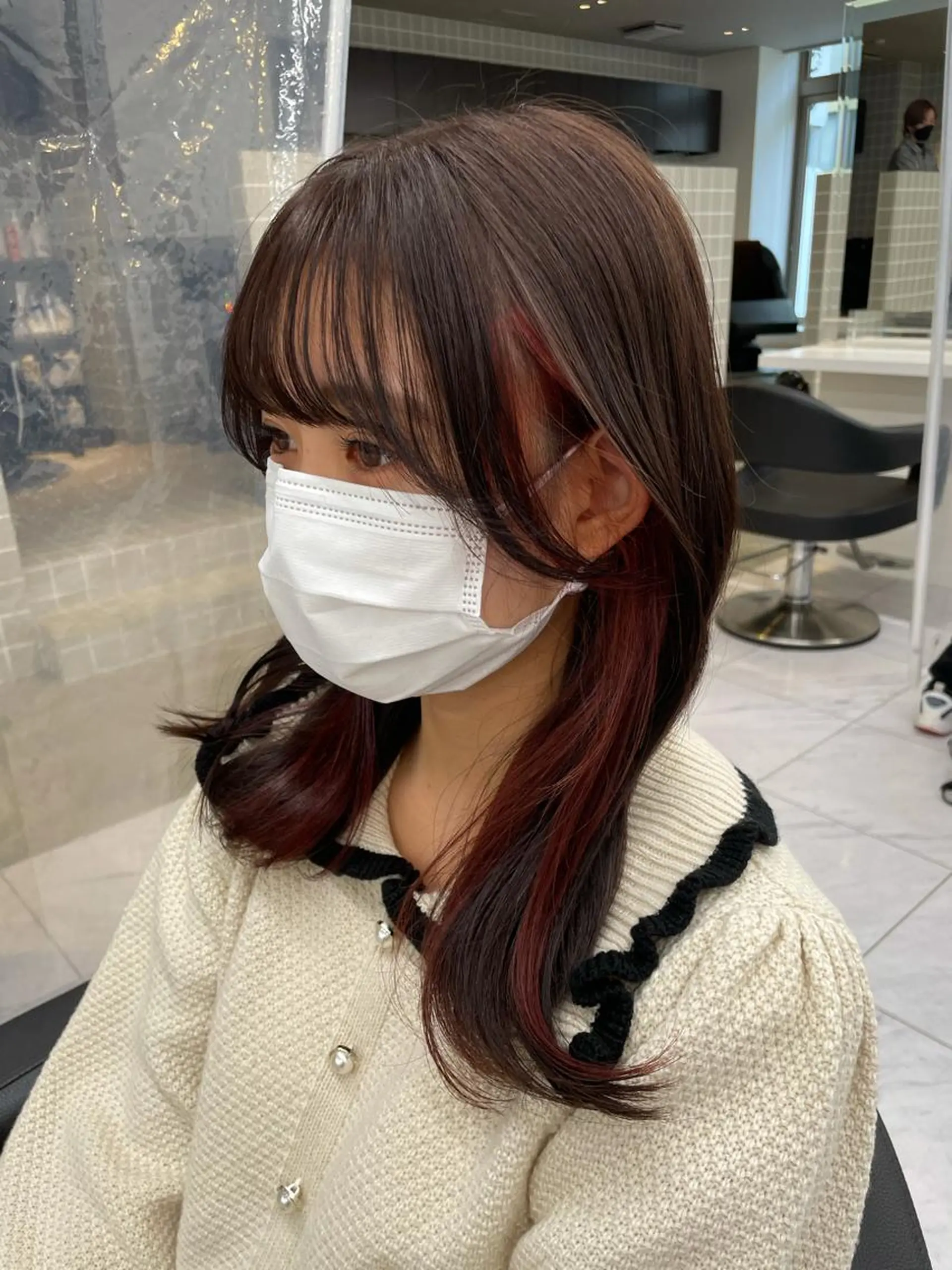 セミロング カラー ブリーチ 表参道ハッシュカット レイヤー/リノンのヘアスタイル