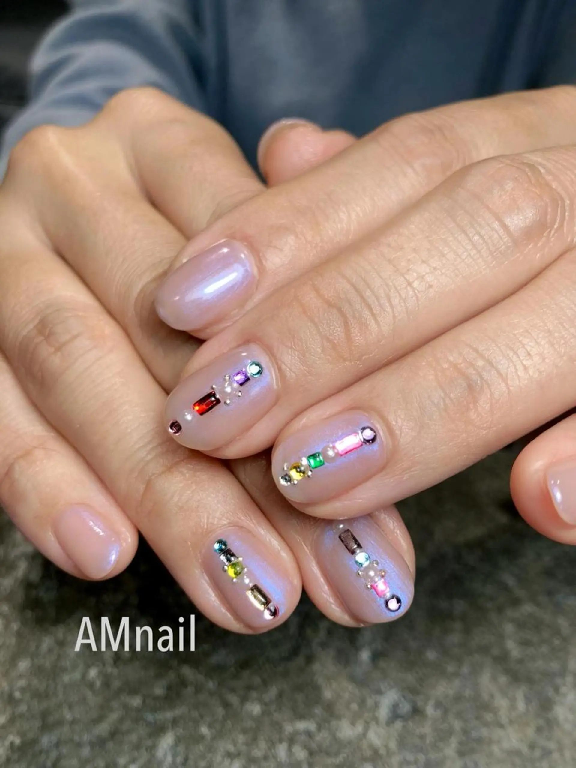 ネイル アートネイル ラメ(グリッター) オフィスネイル ピンク ハンドネイル Am:nail 柏 SUE（スゥ）のネイルデザイン
