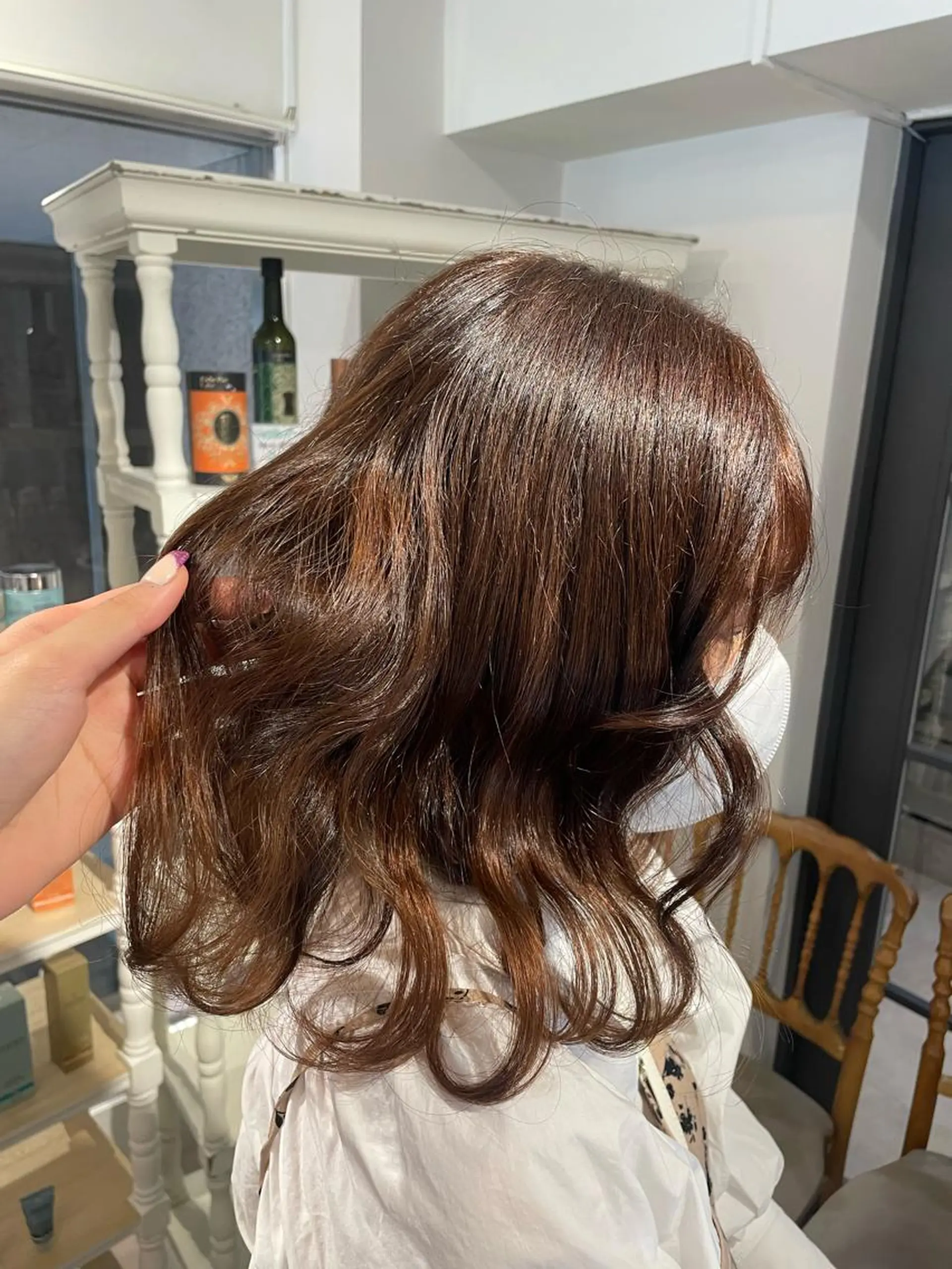 ミディアム カラー ベージュカラー ブリーチ 縮毛矯正 レイヤーカット 韓国風/yukinoのヘアスタイル