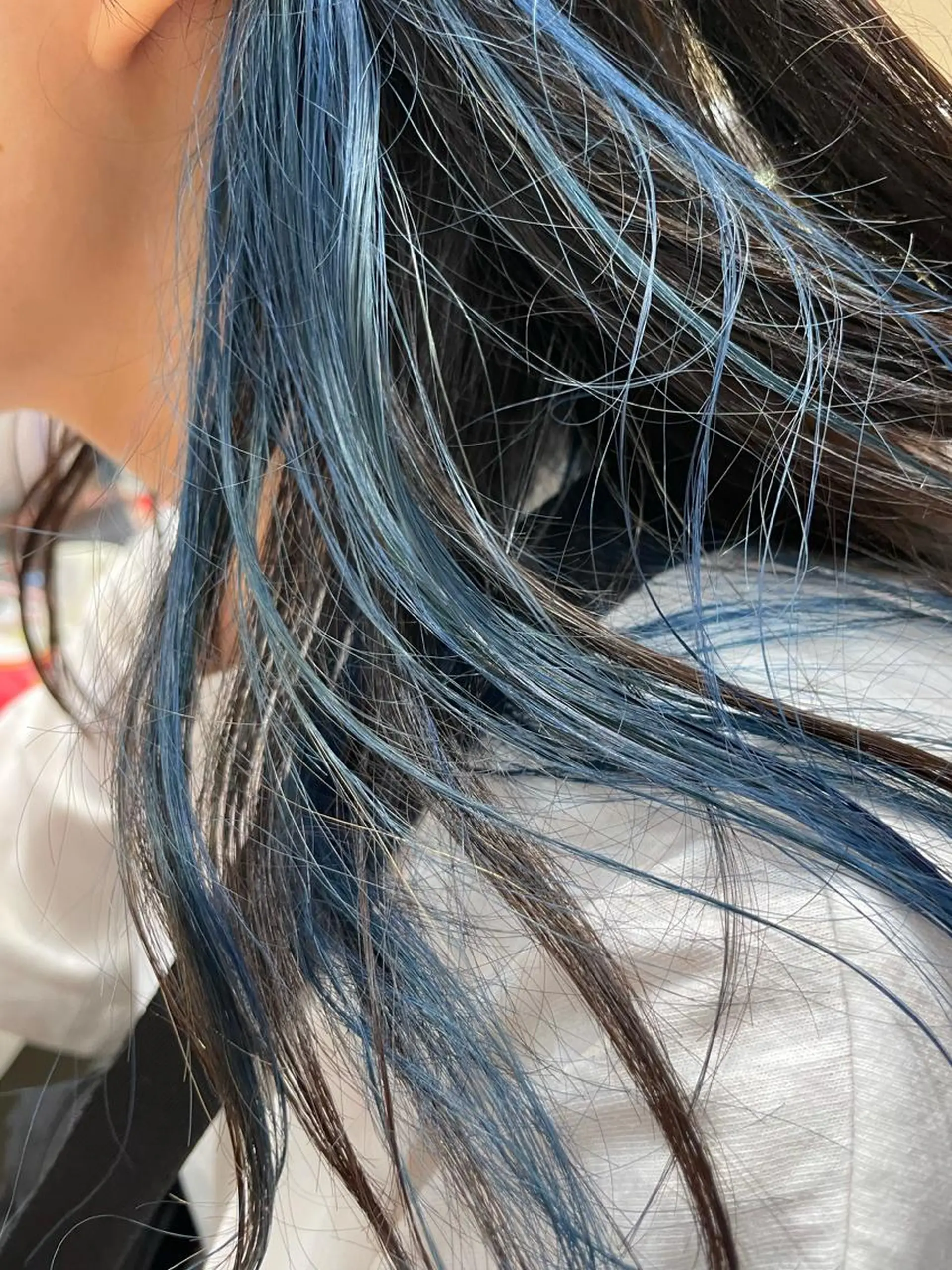 ロング カラー ブルーカラー インナーカラー ミント ミントグリーン 泊 紗羅のヘアスタイル