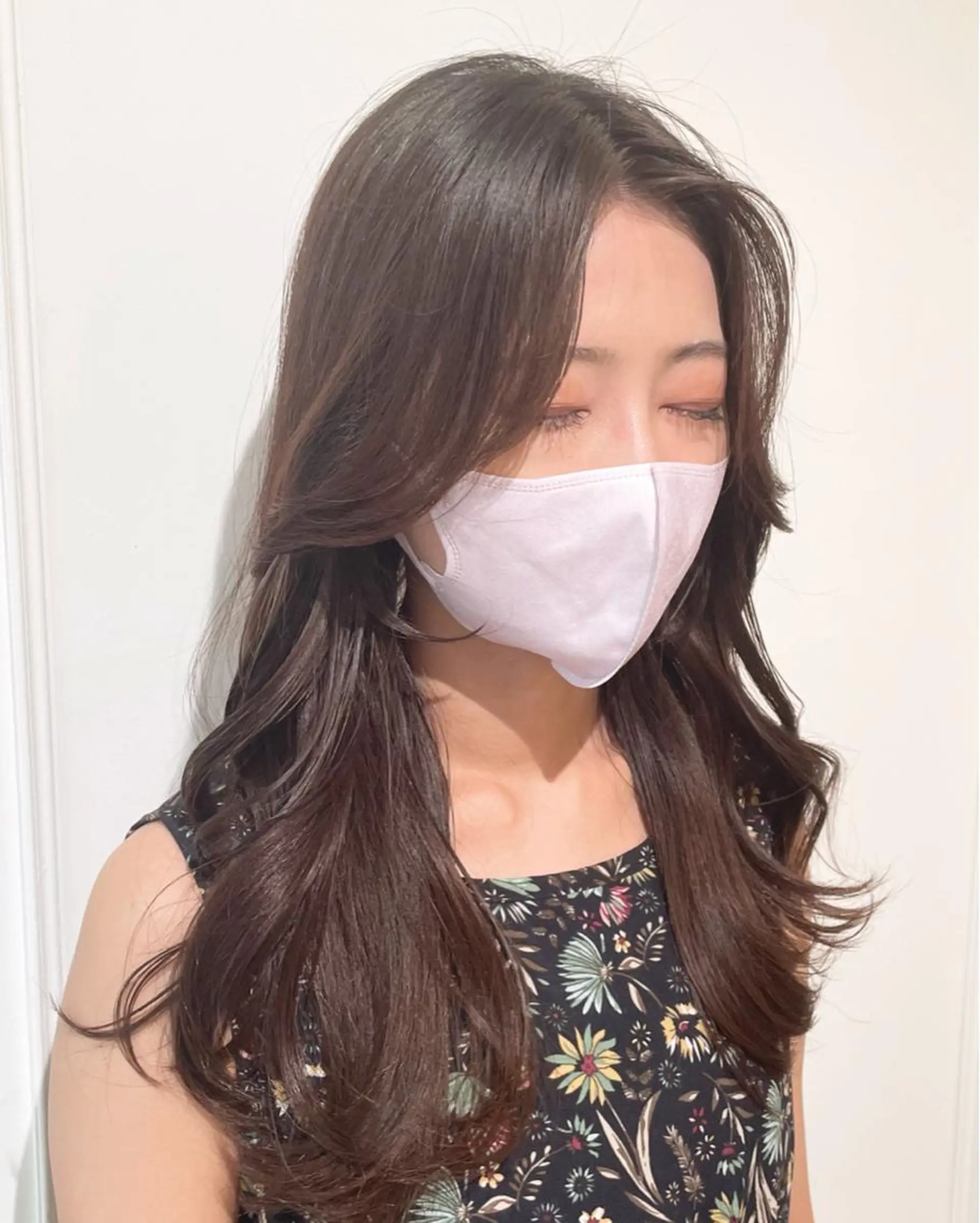 ロング カラー 黒髪 くびれヘア エギョモリ 顔まわりレイヤー 顔周りカット 横浜/レイヤーカット /韓国ヘア/佐藤記正のヘアスタイル