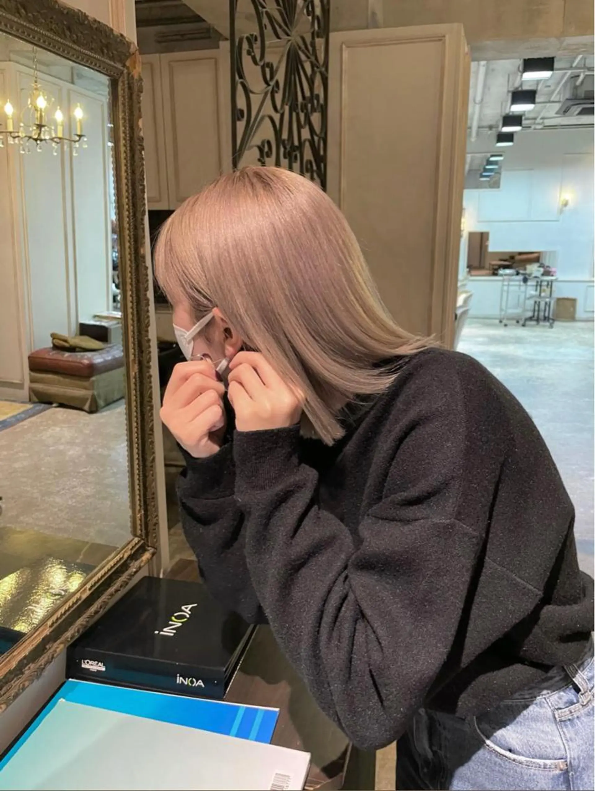 ミディアム カット ヘアカラー トリートメント 🔥女子ウケ🔥 メンズカットRIOのヘアスタイル