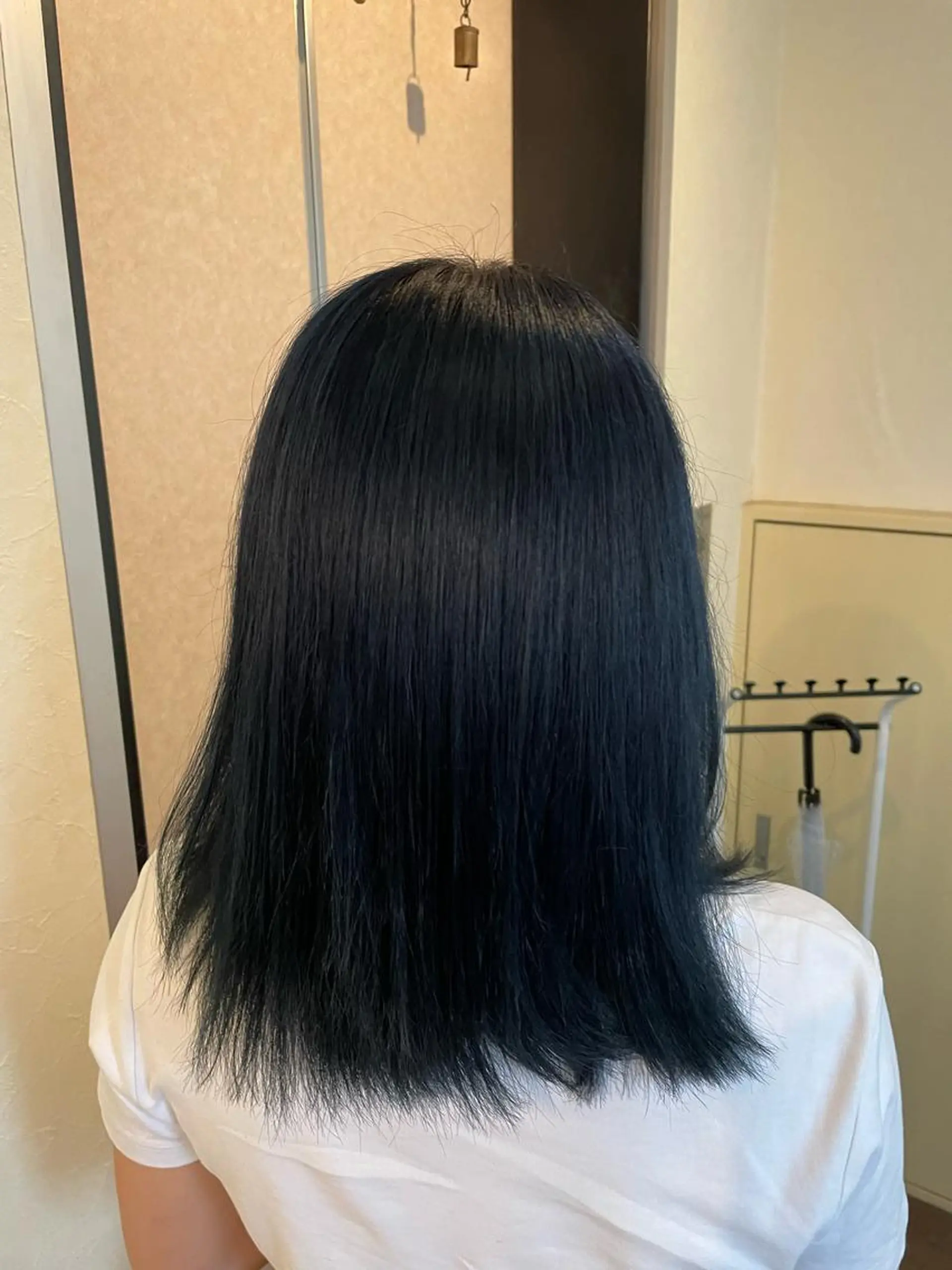 ミディアム カラー 黒髪 ブルーカラー ブルーブラック LUCIA所属・透明感カラー/ブリー チ無し/瀧田恭平のヘアスタイル