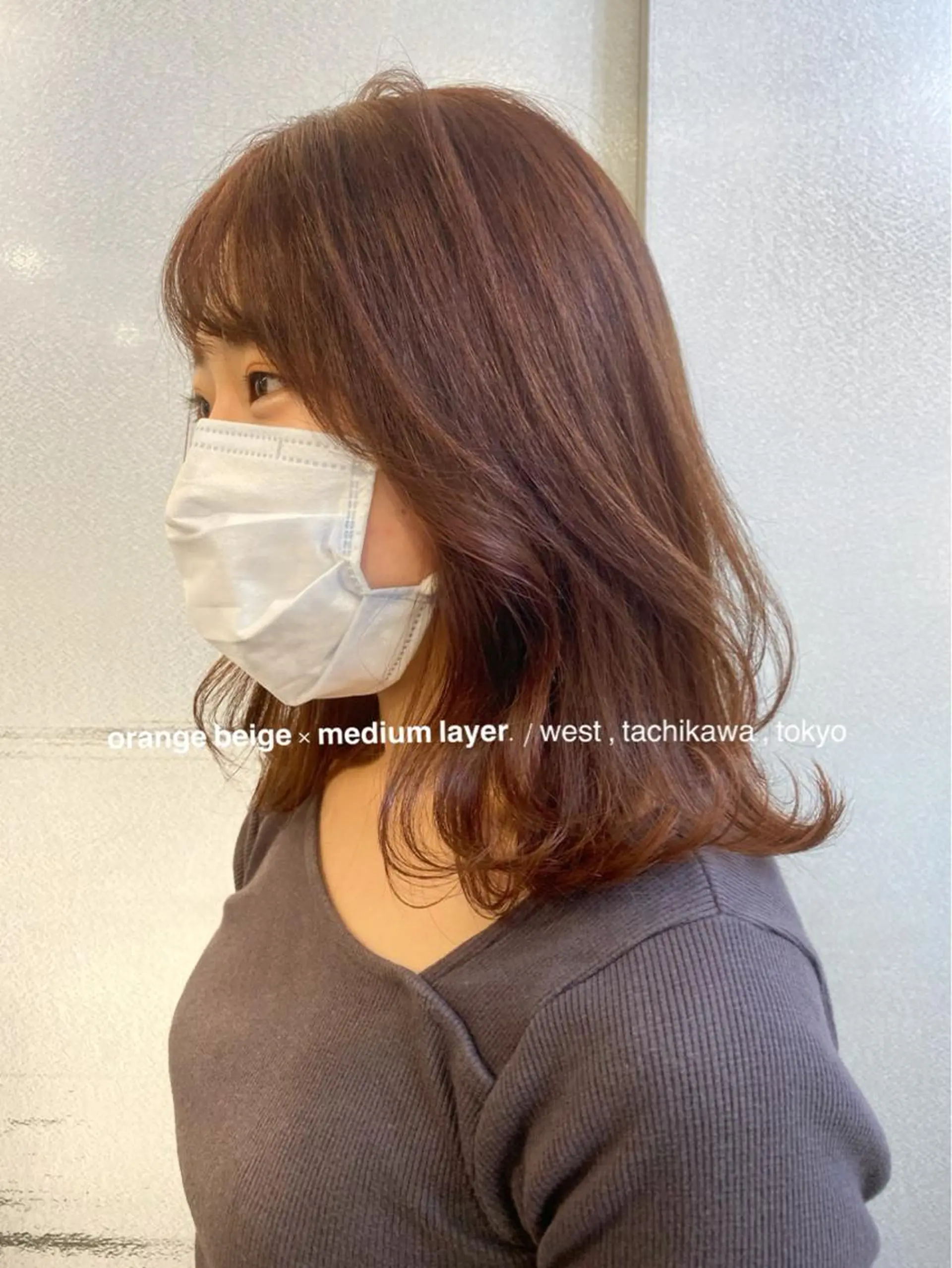 ミディアム カラー ミディアムレイヤー ベージュカラー ブリーチ ブラウンカラー ブリーチなしカラー 竹嶌 健吾のヘアスタイル