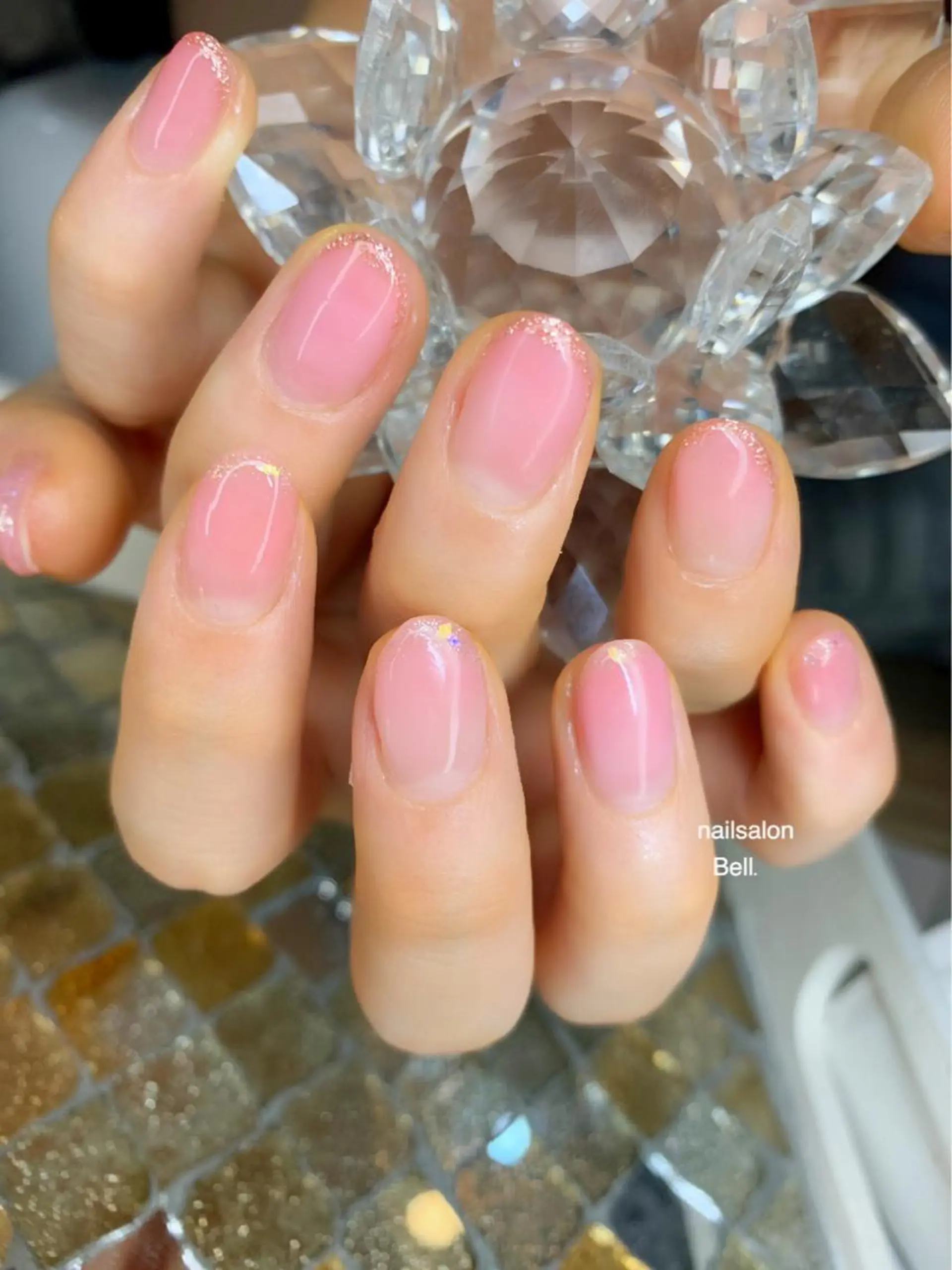 ネイル ゴールド ハート ラメ(グリッター) ピンク バレンタイン Y. Reonaのネイルデザイン