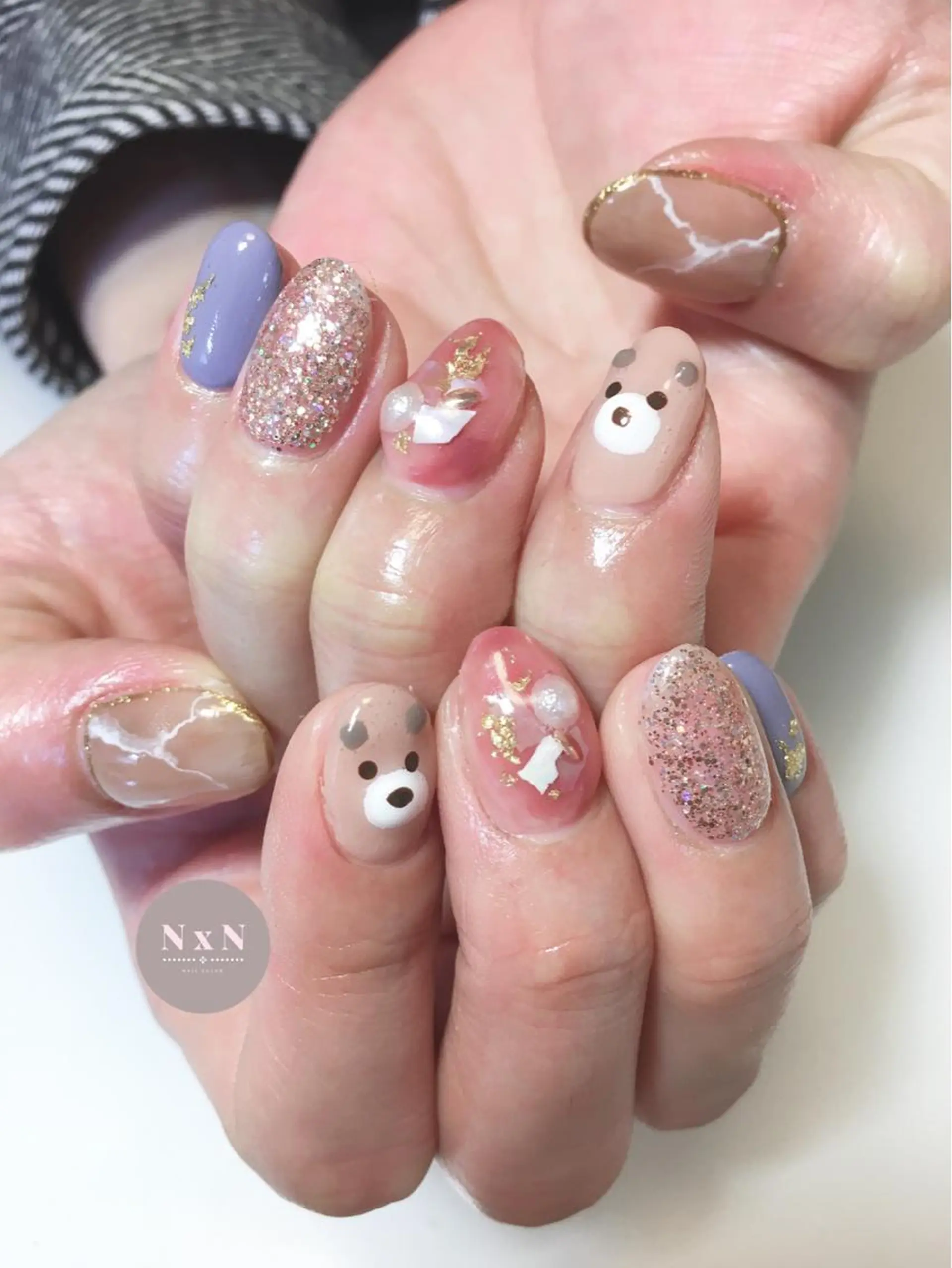 ネイル ジェルネイル 大理石ネイル(マーブル) ぷっくりネイル nail salon N×Nのネイルデザイン