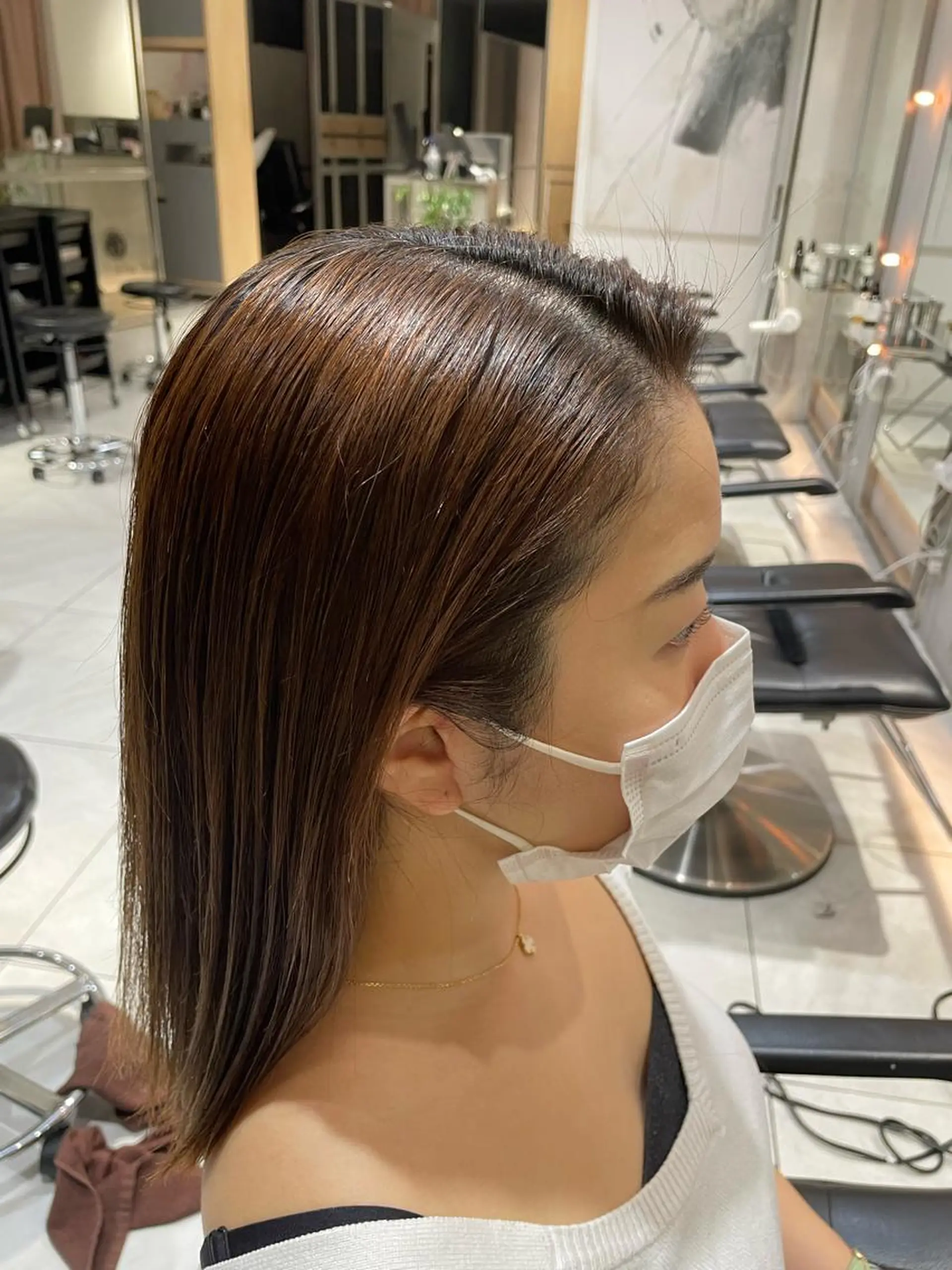 ミディアム パーマ ヘアアレンジ 縮毛矯正 ヘッドスパ ヘアセット 艶髪/レイヤーカット 🐣misakiのヘアスタイル