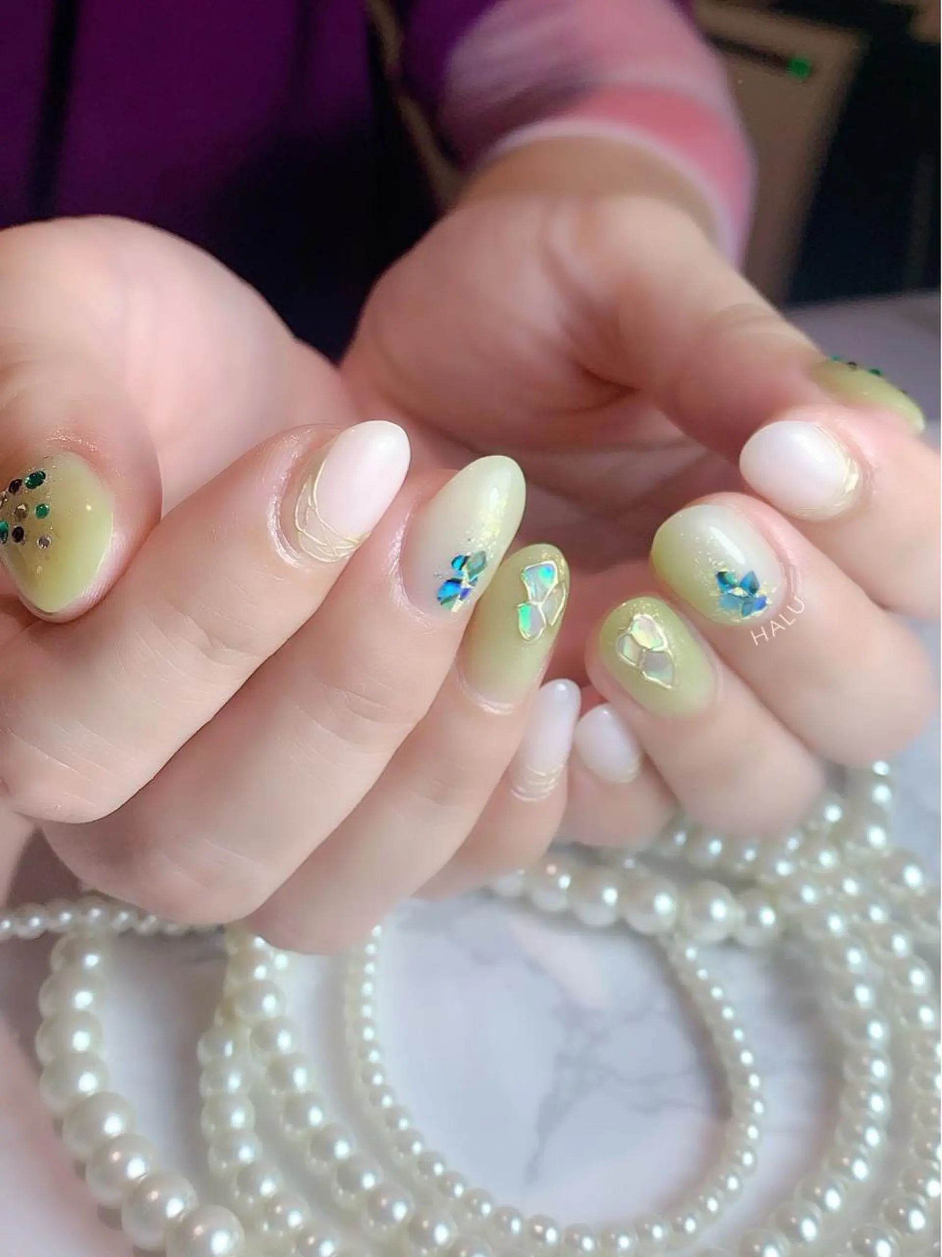 ネイル グリーン 春ネイル HALU ハルのネイルデザイン