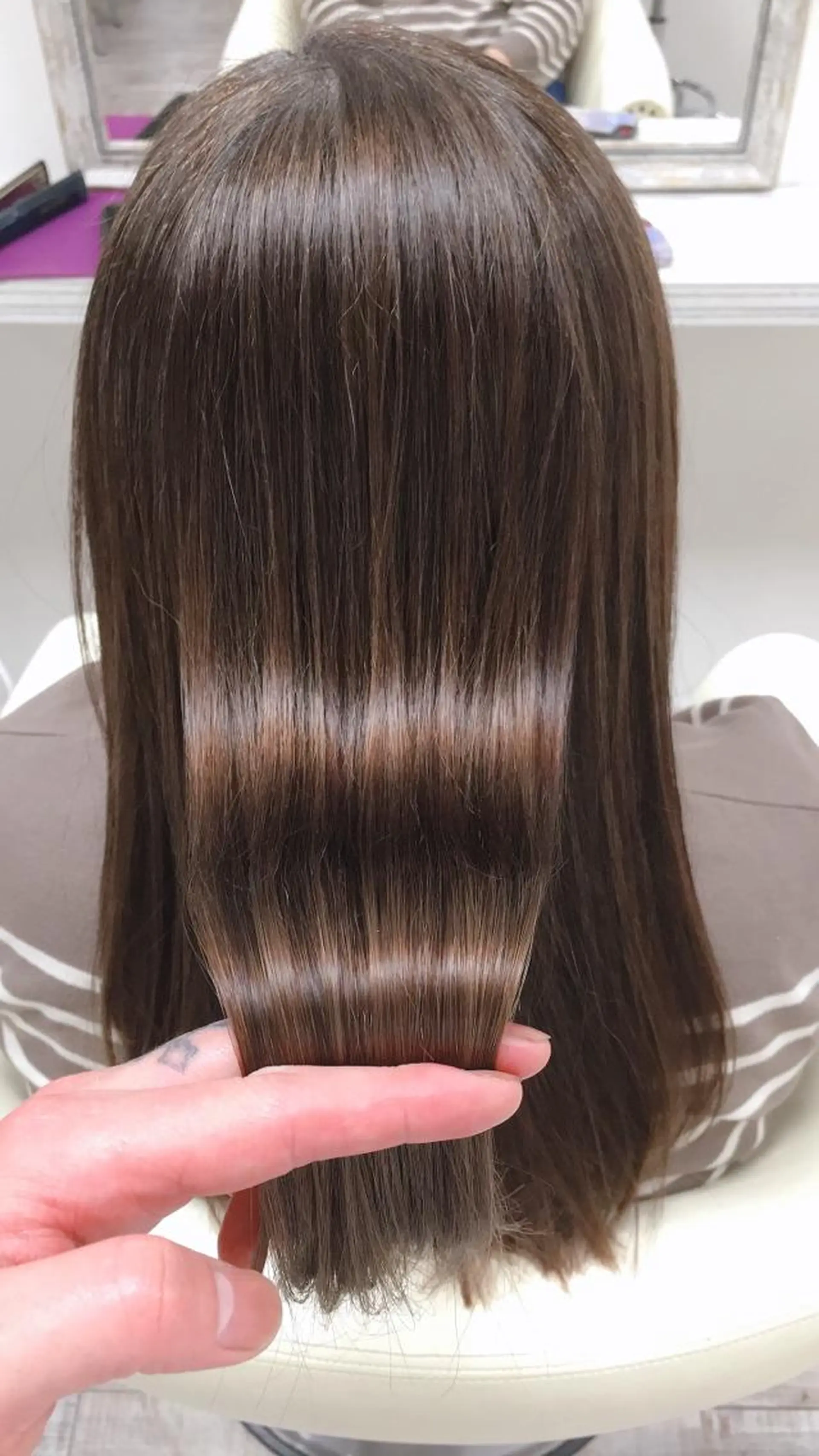 セミロング カラー パーマ トリートメント ストレートパーマ Aile所属・酸性ストレート／カラ ー/山下高明のヘアスタイル