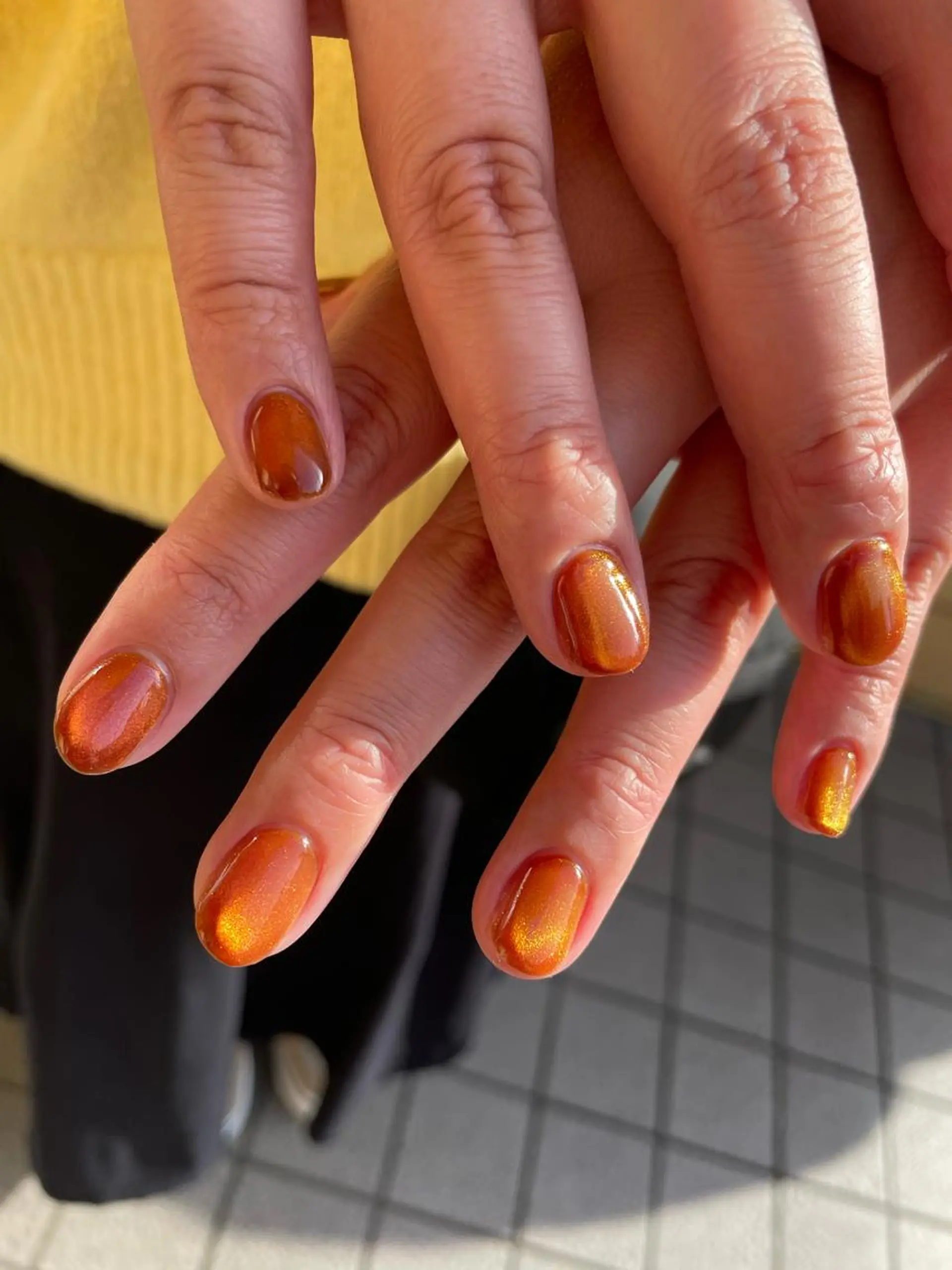 ネイル マグネットネイル オレンジ ハンドネイル LILN所属・LILN/ NATSUMIのネイルデザイン