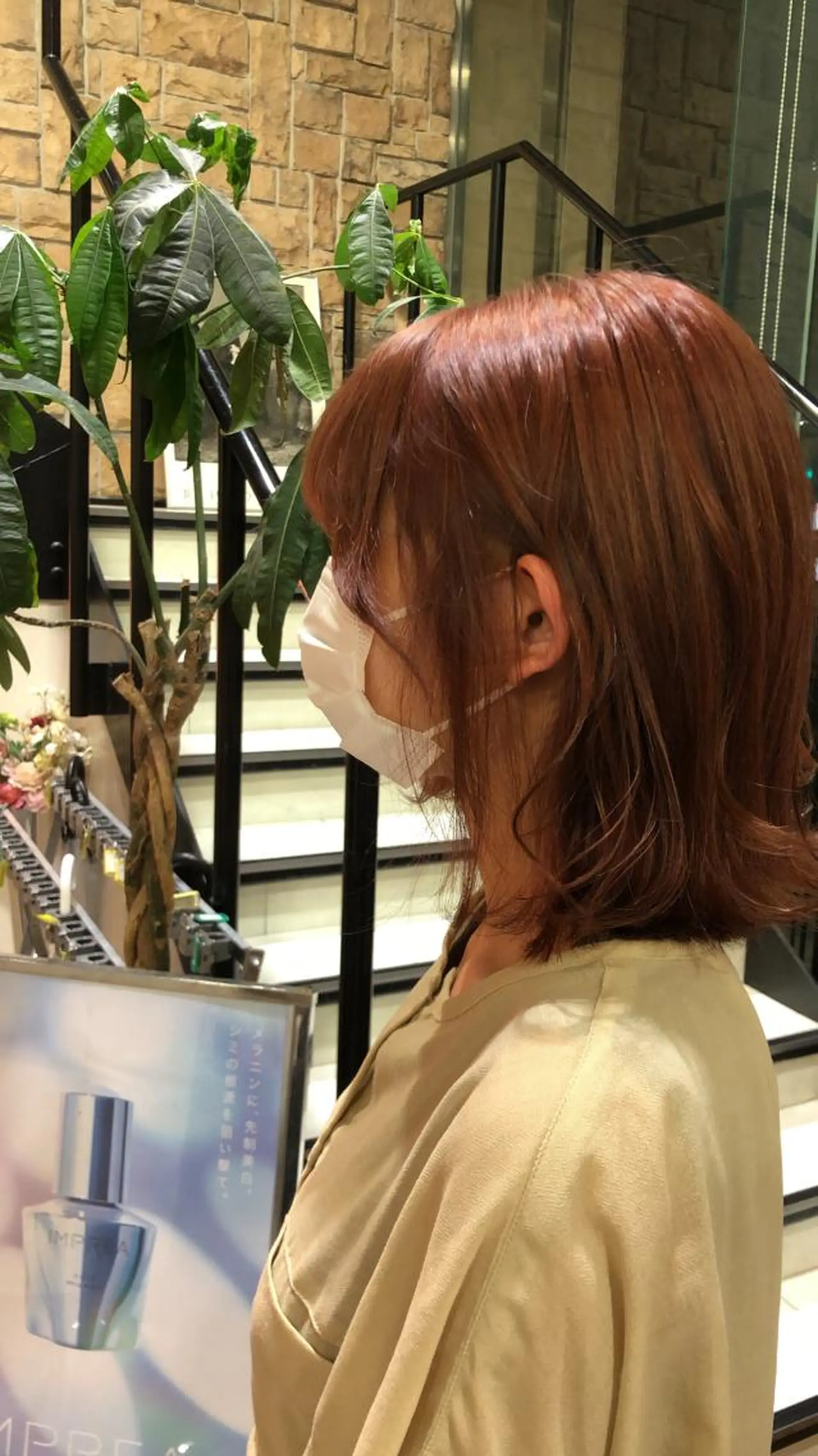 ショート カラー ヘアアレンジ ブラウンカラー オレンジ オレンジブラウン チャンモリパーマ/韓 国/Minami🦋のヘアスタイル