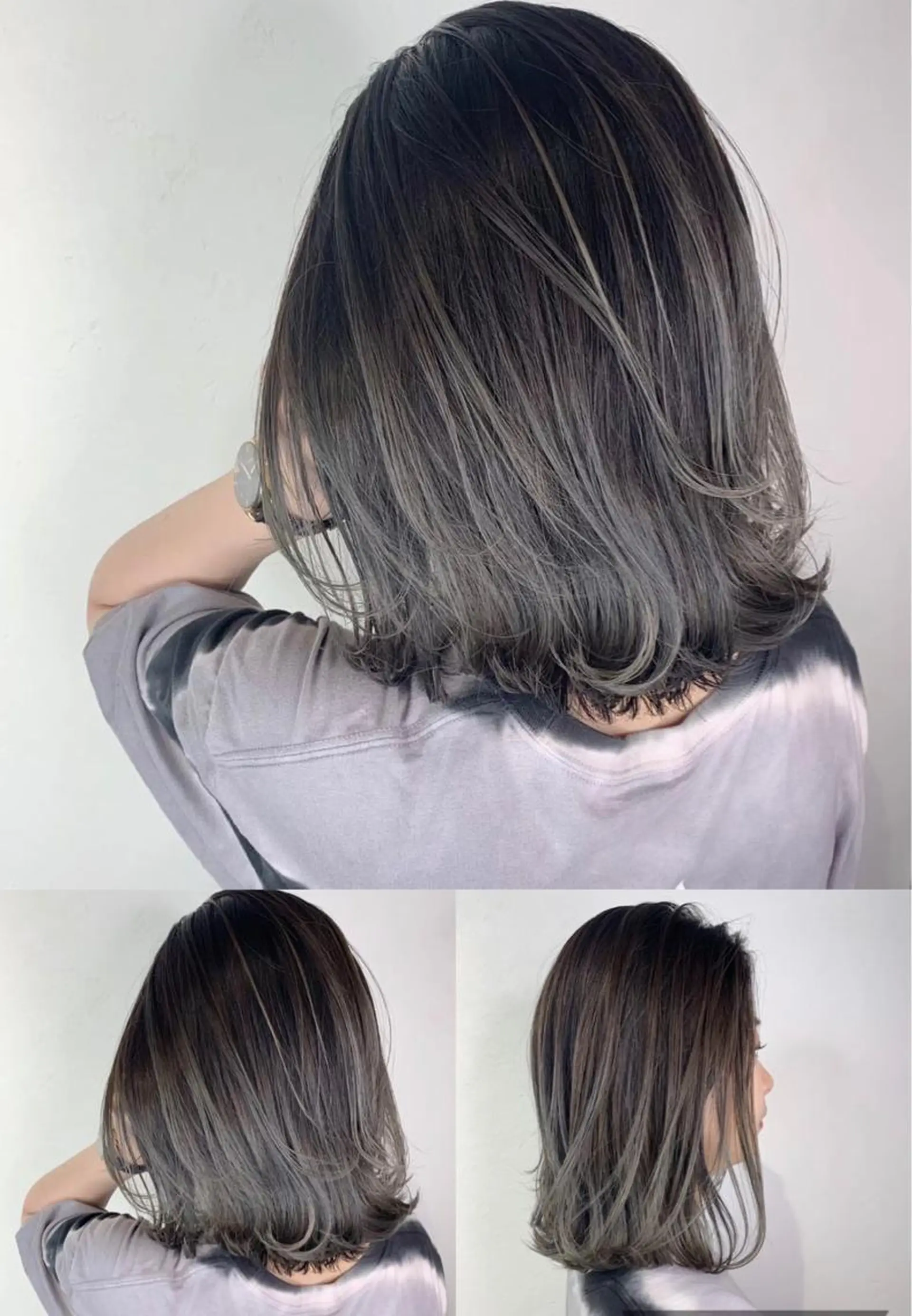 セミロング カラー _WHITE 高槻のヘアスタイル