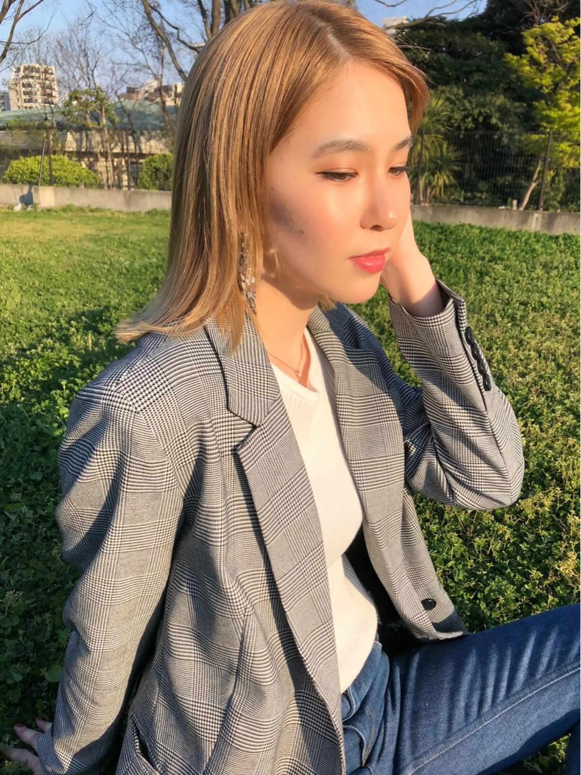 ミディアム カラー ベージュカラー ブリーチ ケアブリーチ Pia hair Design Yakuin所属・Pia ツボイ ケイタのヘアスタイル