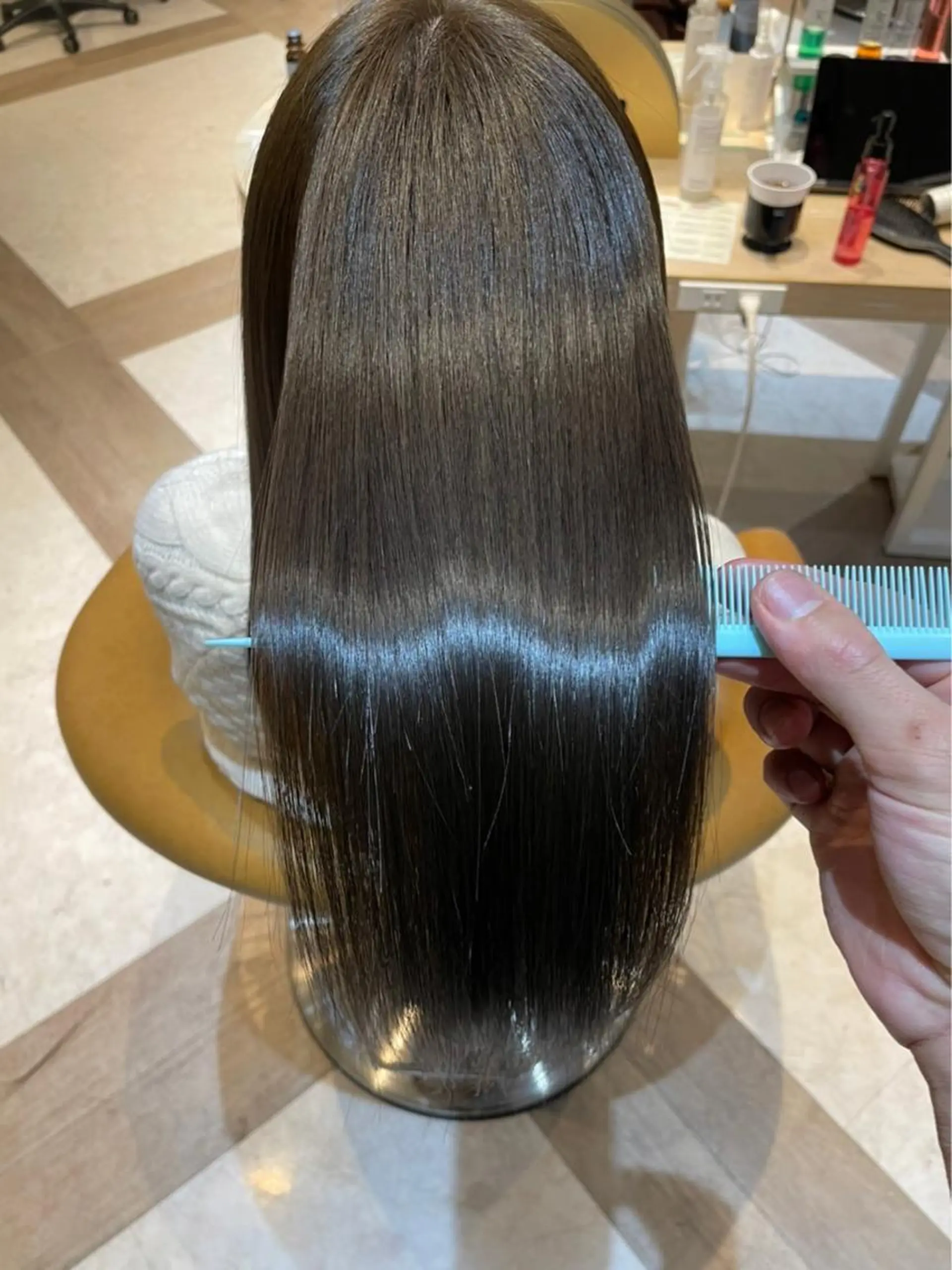 ロング パーマ 縮毛矯正 ブリーチなし/暖色/ 透明感/ririkaのヘアスタイル