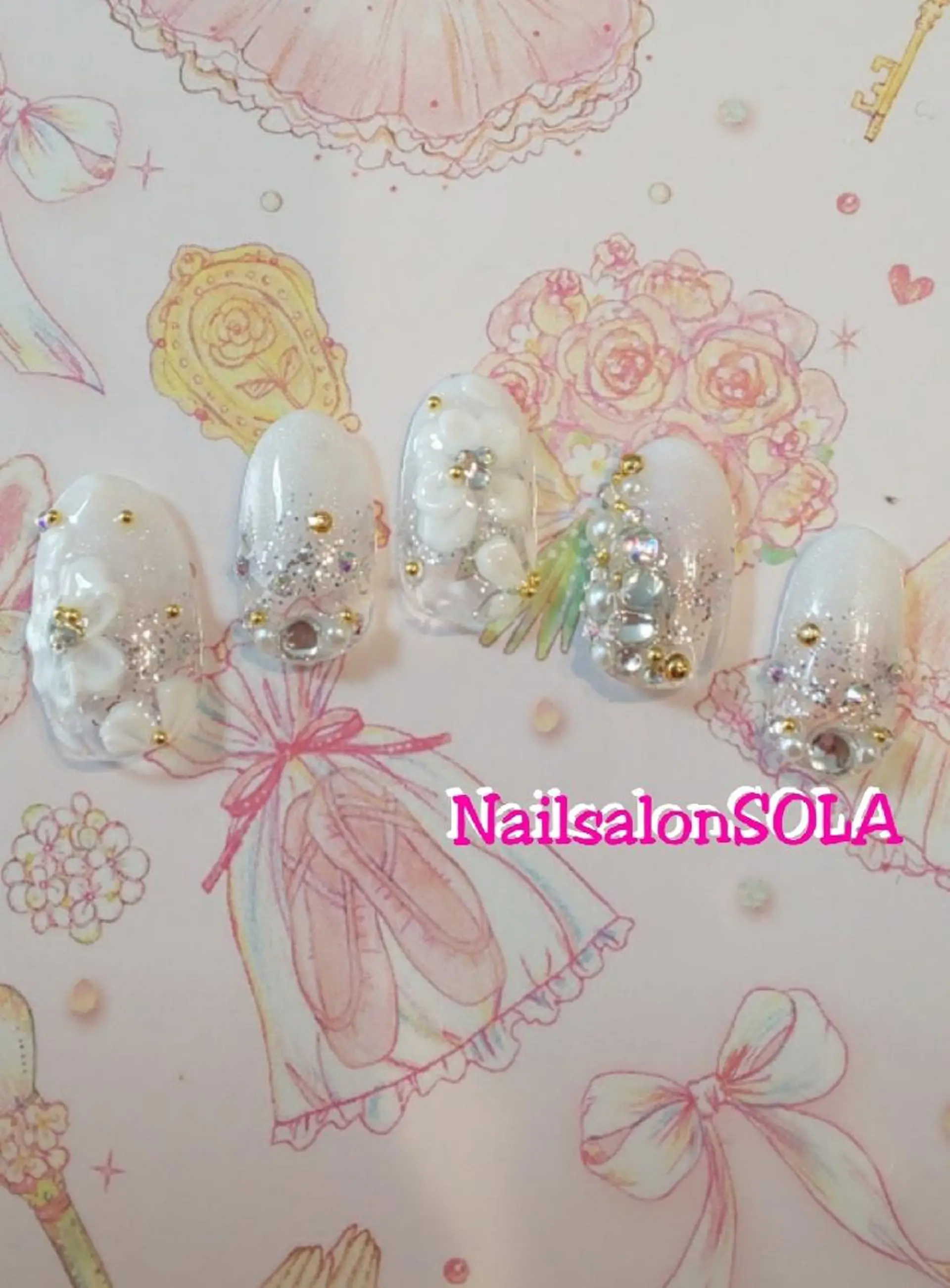 ネイル グラデーション キラキラネイル ラメ(グリッター) ストーンネイル ブライダルネイル ハンドネイル 田代 夏子のネイルデザイン