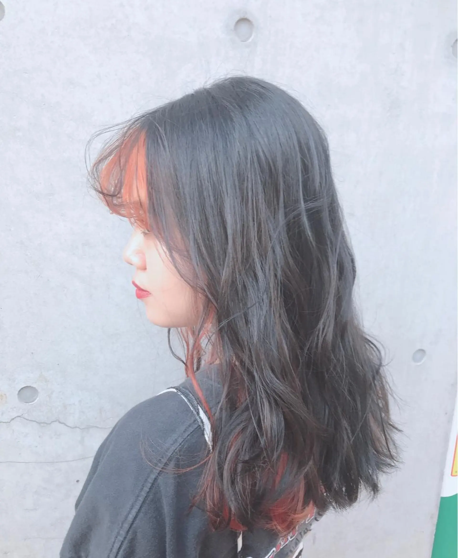 ロング カラー ヘアアレンジ インナーカラー オレンジ アイラッシュ/美容室 個室/瀬戸 一菜のヘアスタイル