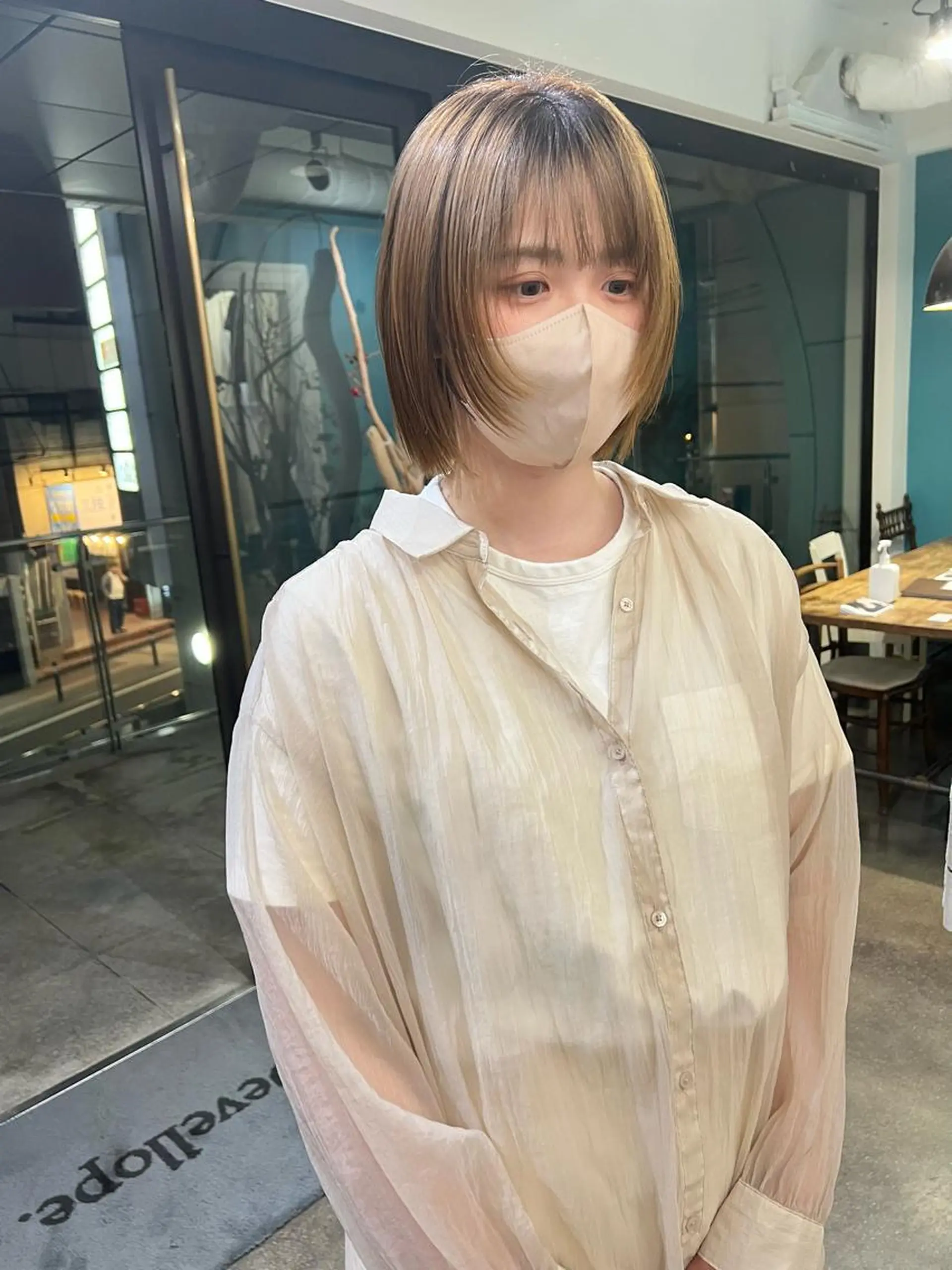 ショート ボブ 顔まわりレイヤー 顔周りカット レイヤーカット 酸性ストレート カット 縮毛矯正 千葉 郁也のヘアスタイル