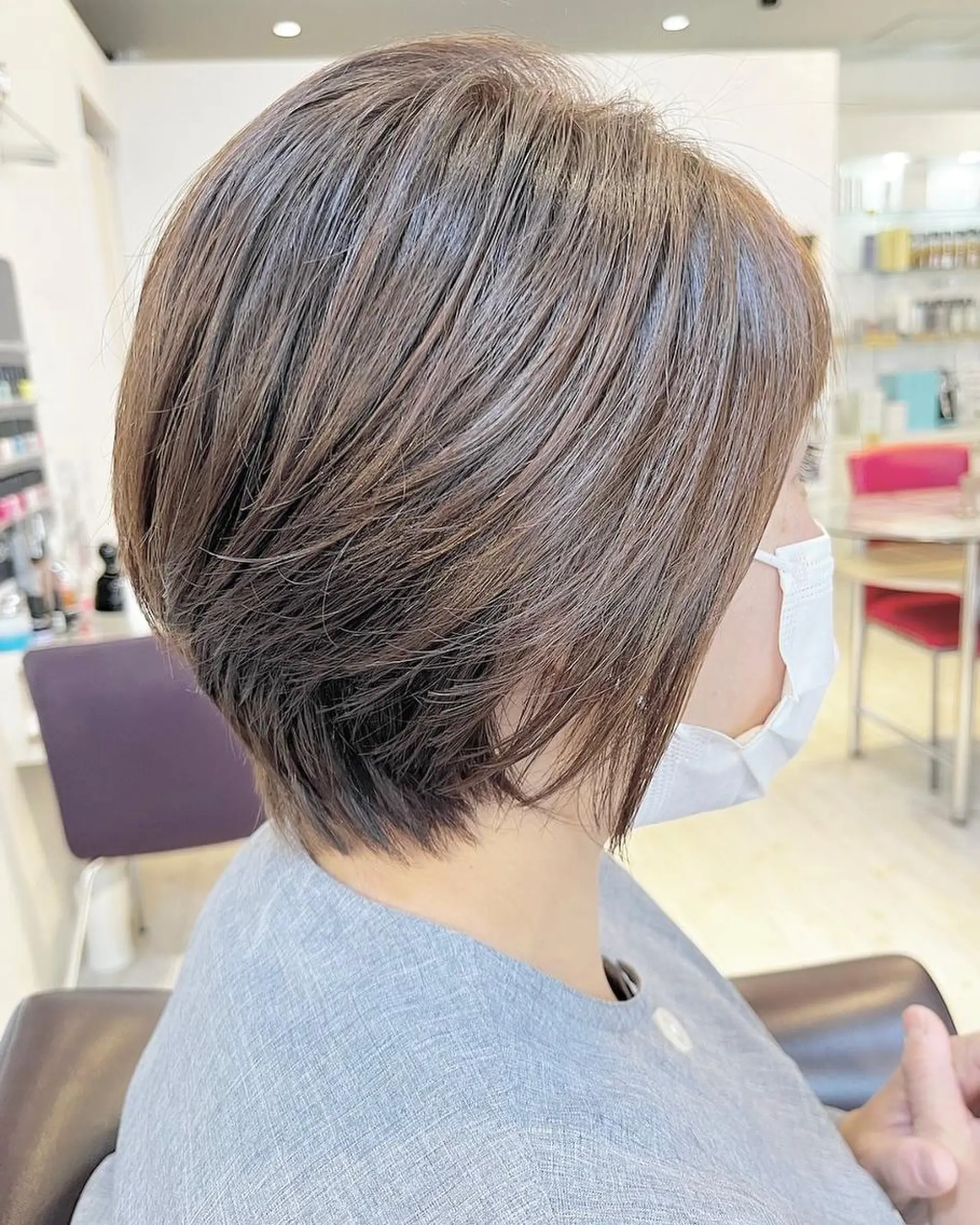 ショート カラー ショートボブ 丸みショート グレージュ ハイライトカラー ボブ favorite b Charmeのヘアスタイル