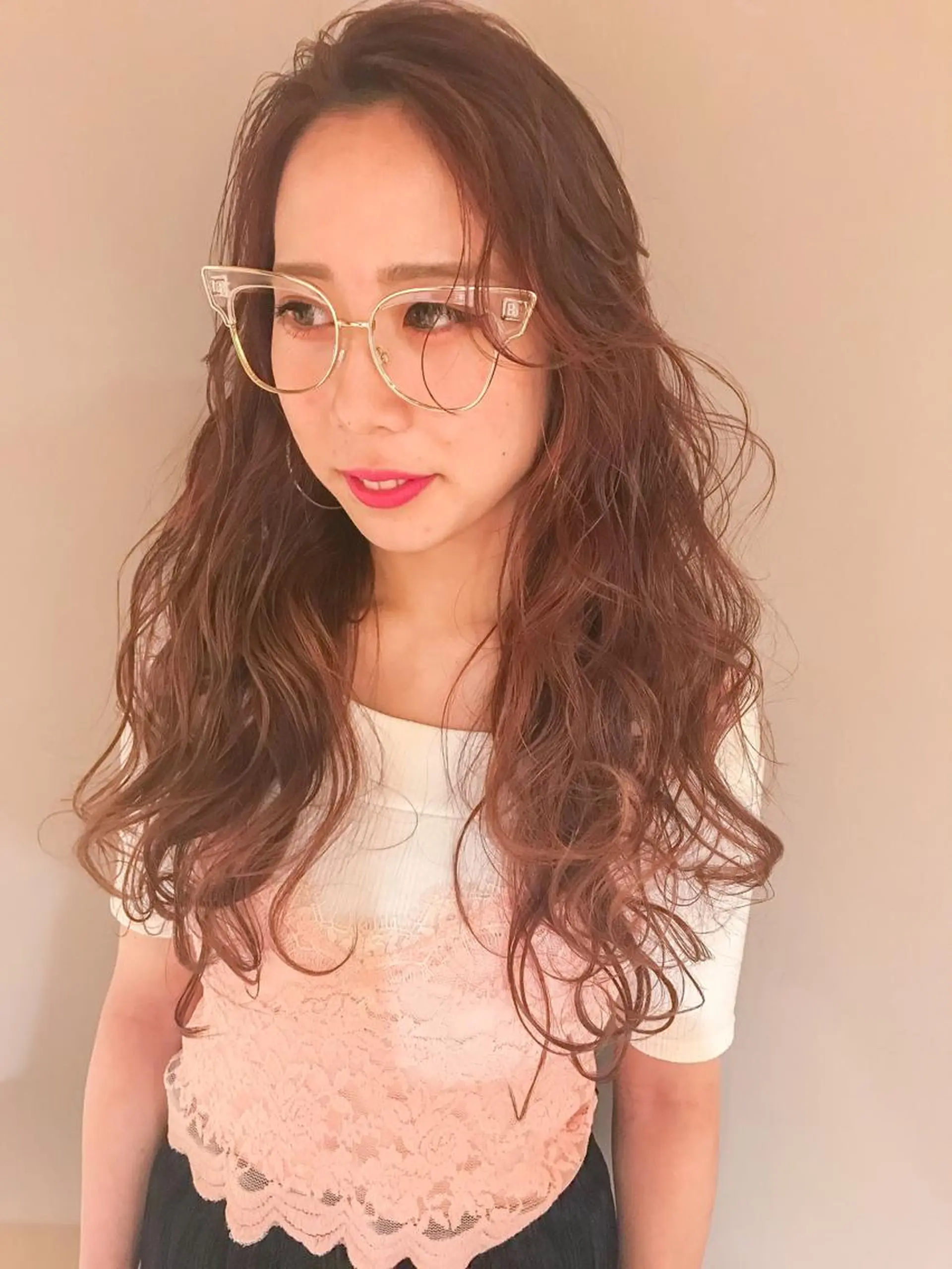 ロング カラー ピンクカラー ローズカラー ロング 🇨🇳ワンホンヘア 下田鉄也のヘアスタイル