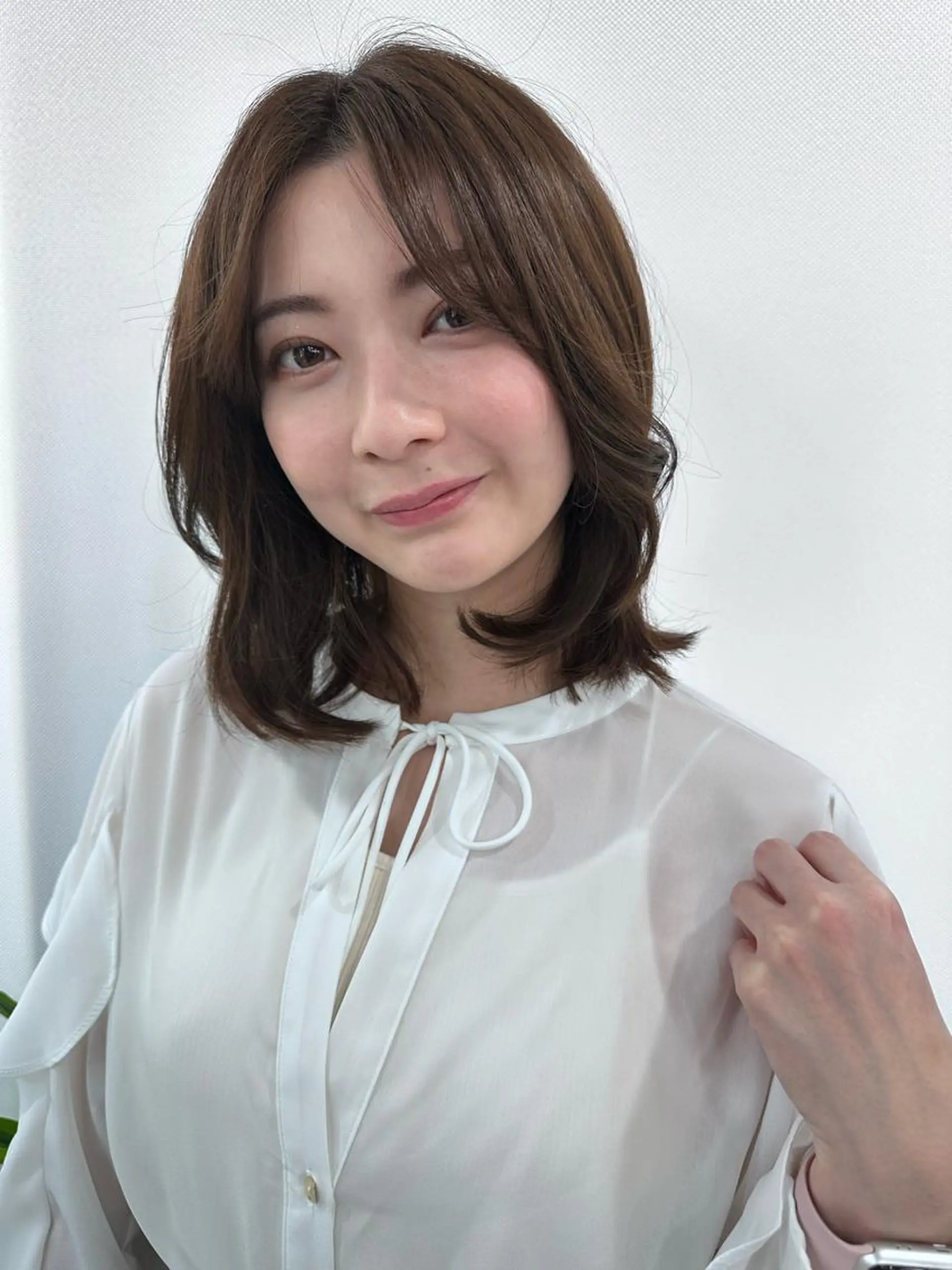 ミディアム ハイライト 髪質改善 小顔カット Endearing 銀座/レイヤーカットのヘアスタイル