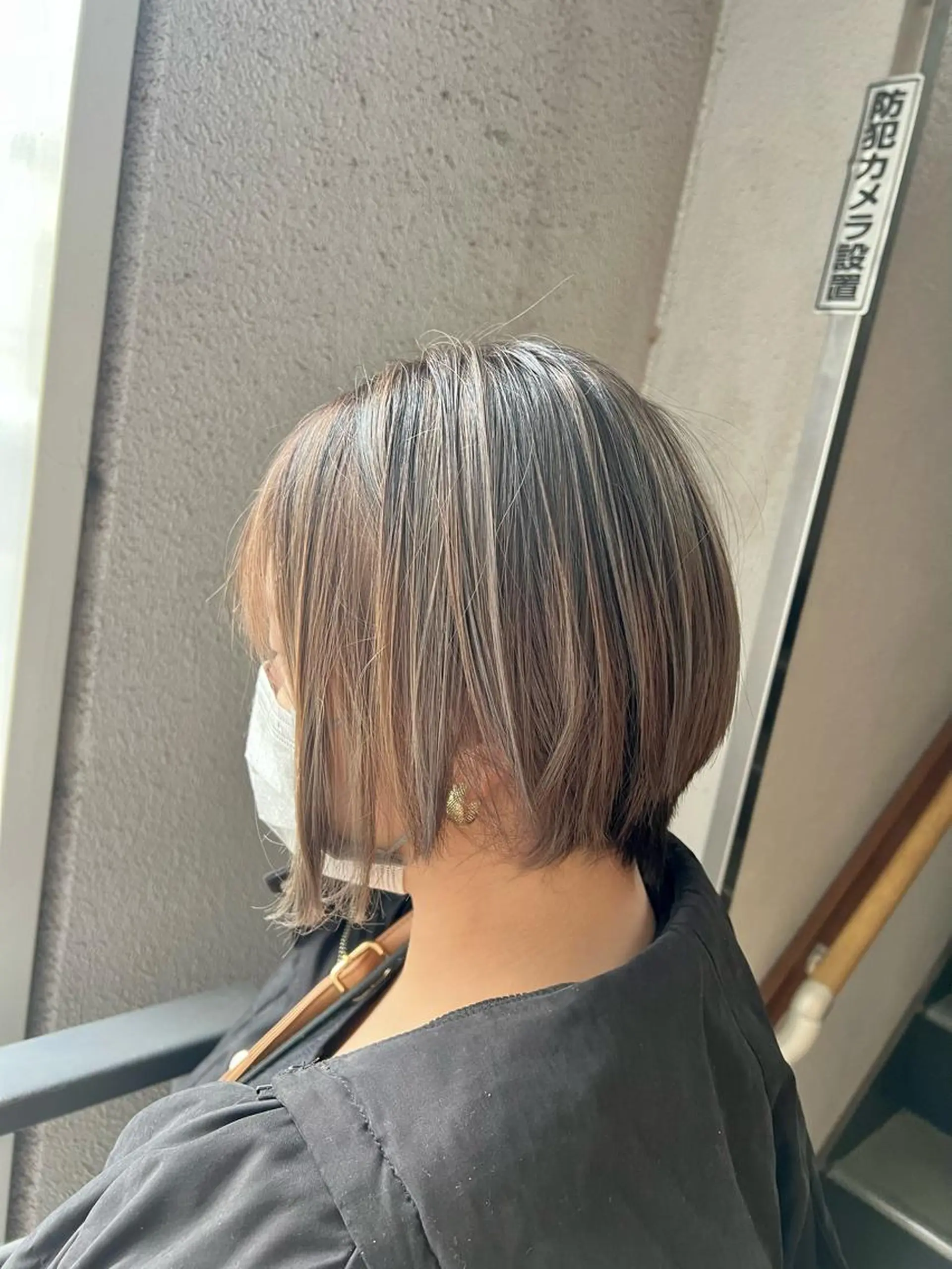 ショート カラー バレイヤージュ グレージュ ハイライトカラー ハイライト レイヤーカット カット ヘアカラー トリートメント Kazu .Kのヘアスタイル