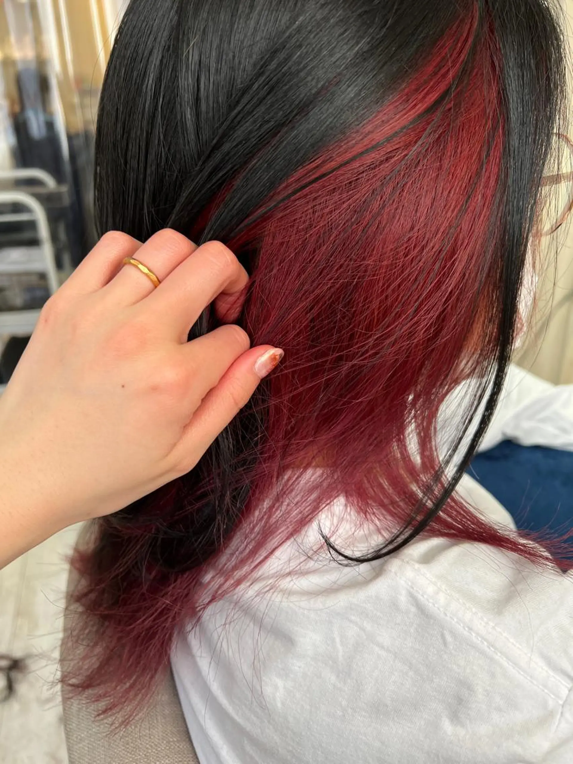 セミロング カラー セミロングパーマ ブリーチ ケアブリーチ デザインカラー ダブルカラー 🌈安藤愛/透明感 艶カラー🫧ROWのヘアスタイル