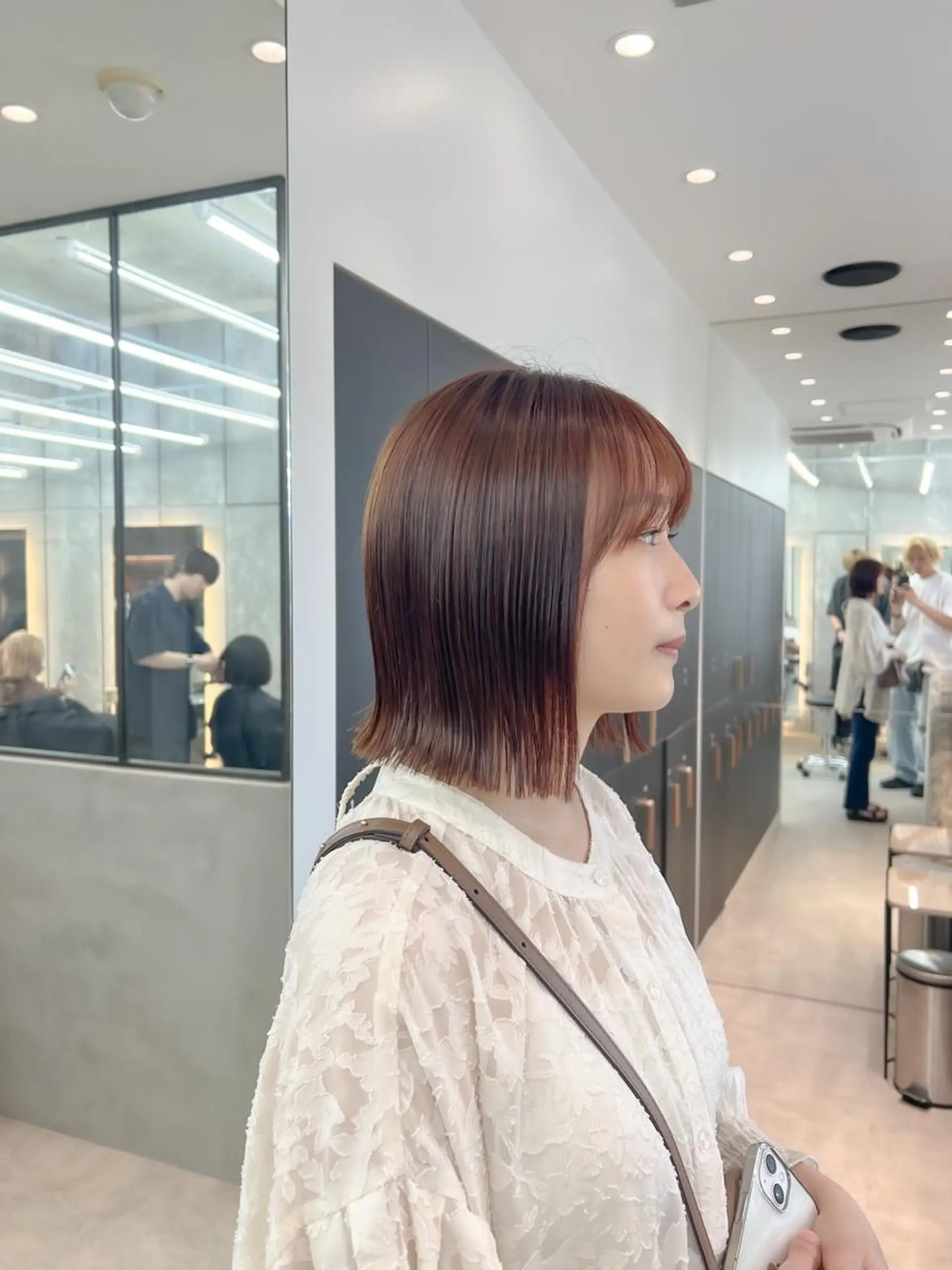 ミディアム カット ヘアカラー トリートメント ボブ/縮毛矯正 髪質改善/もえるのヘアスタイル