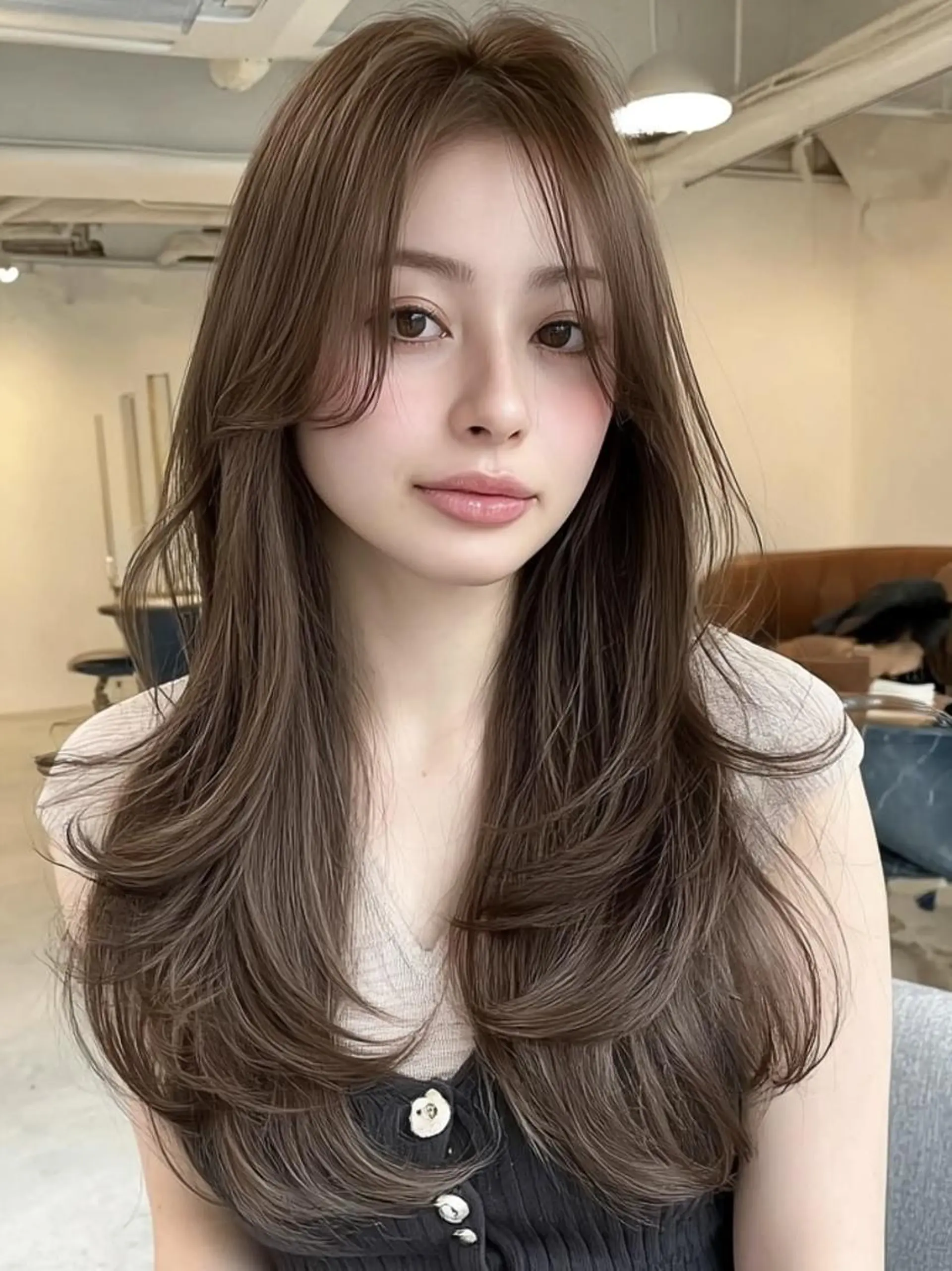 セミロング 髪質改善 縮毛矯正 ヘアカラー トリートメント 野間 ひなののヘアスタイル