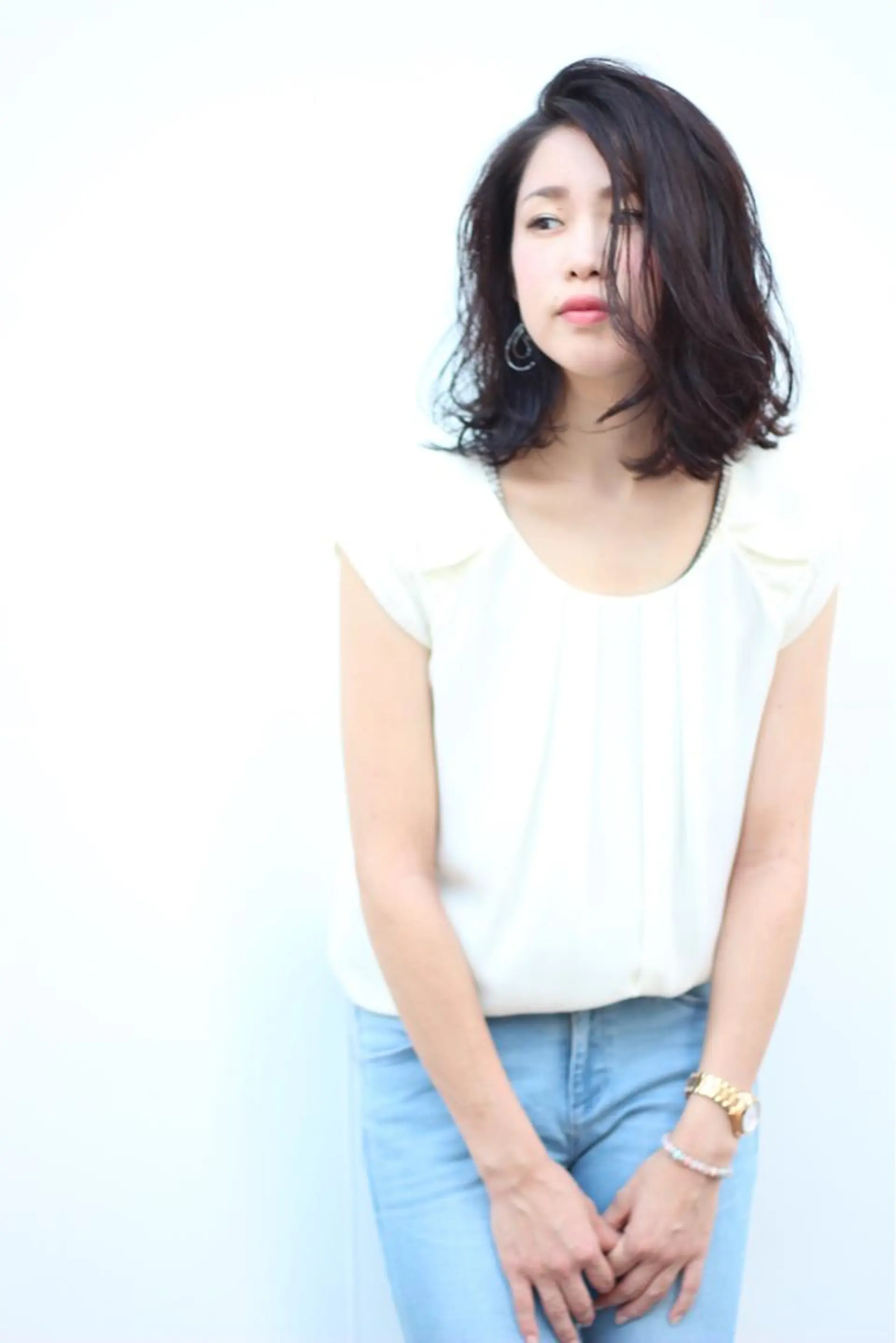 ミディアム カラー パーマ ミディアムパーマ 成松 勇治のヘアスタイル