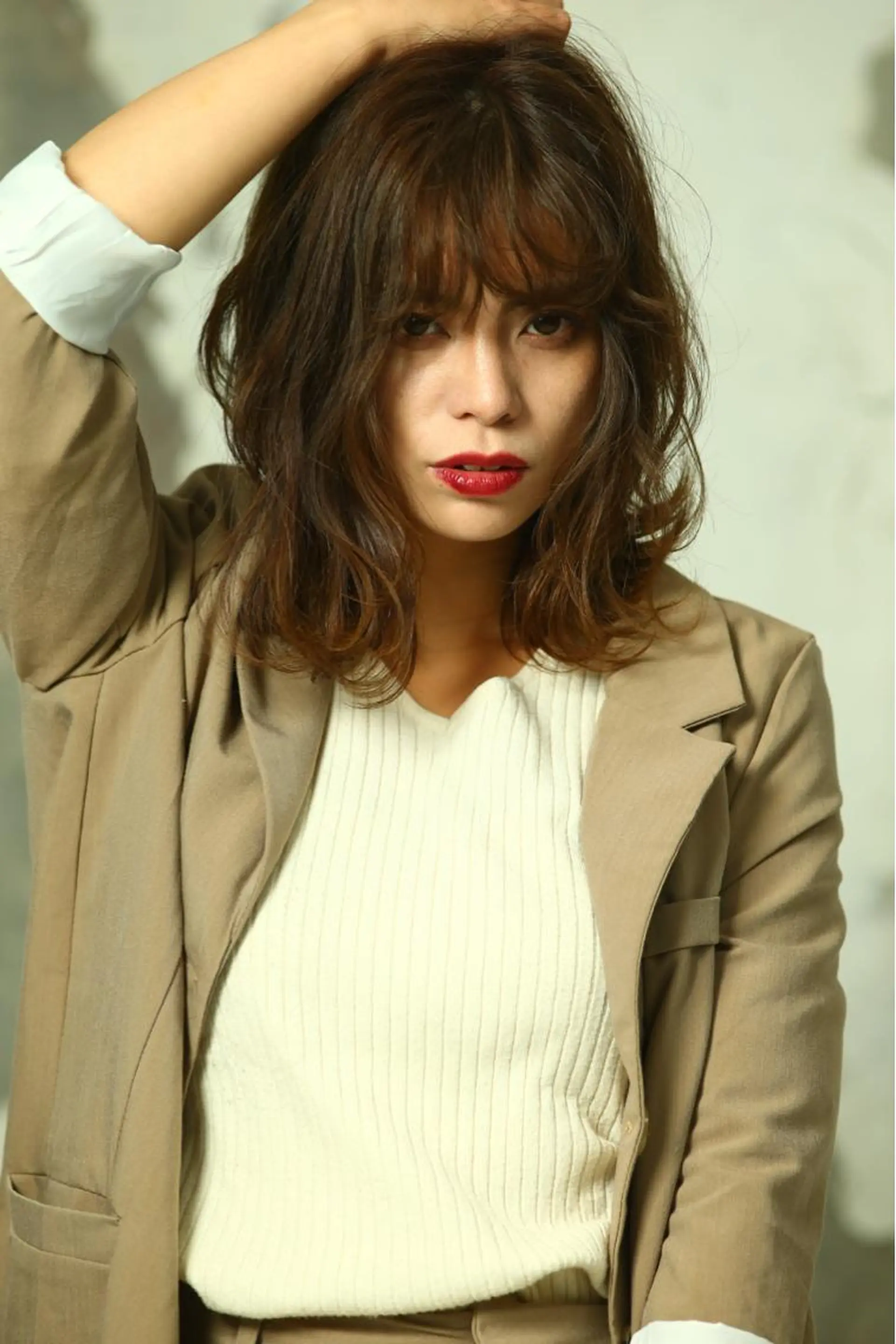 ミディアム カラー ヘアアレンジ 外ハネヘア Lee 甲子園のヘアスタイル