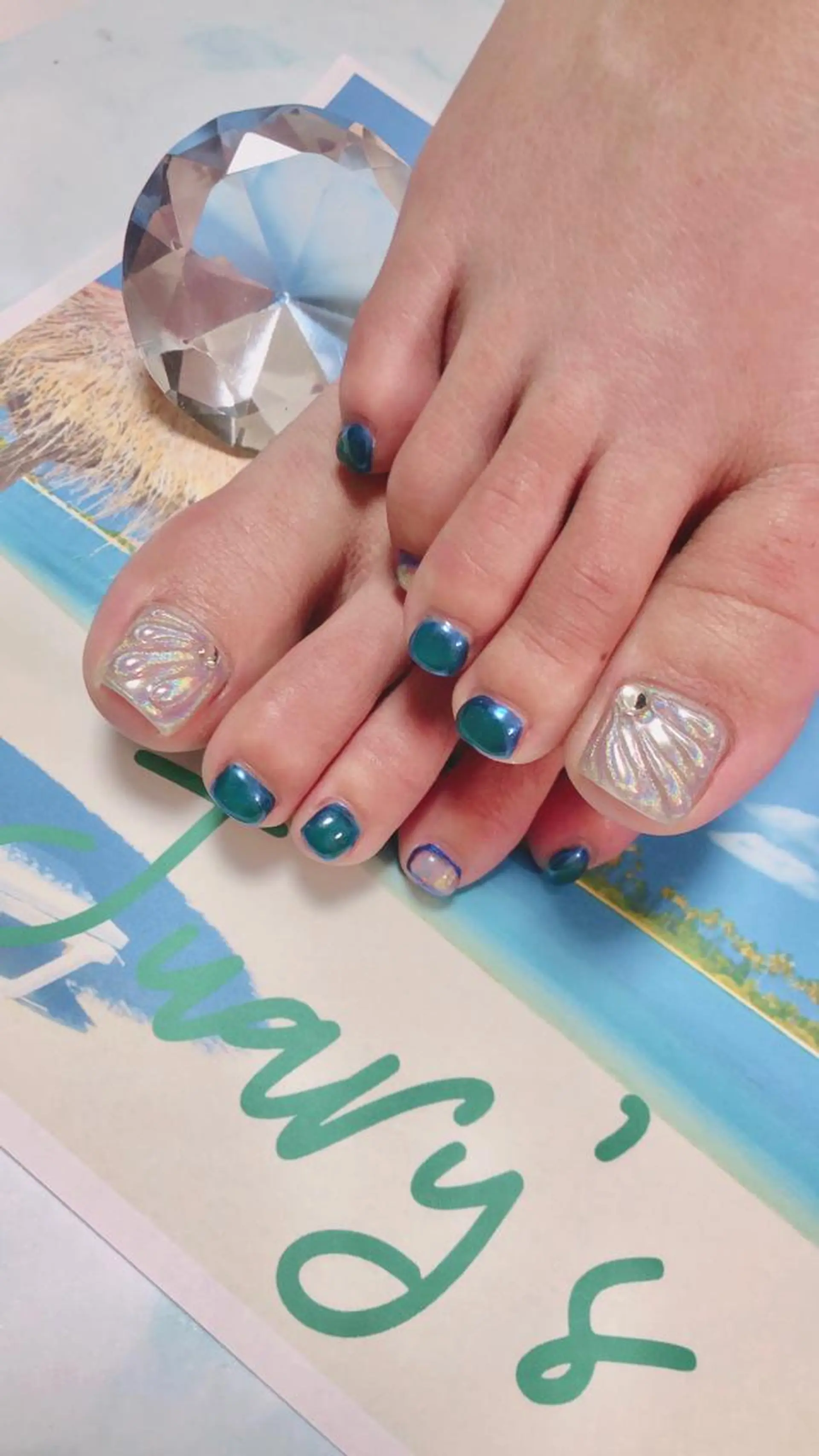 ミディアム カラー キッズ ネイル マツエク・マツパ フットネイル 💎ビューティサロン 湘南　RIRAN💎のネイルデザイン