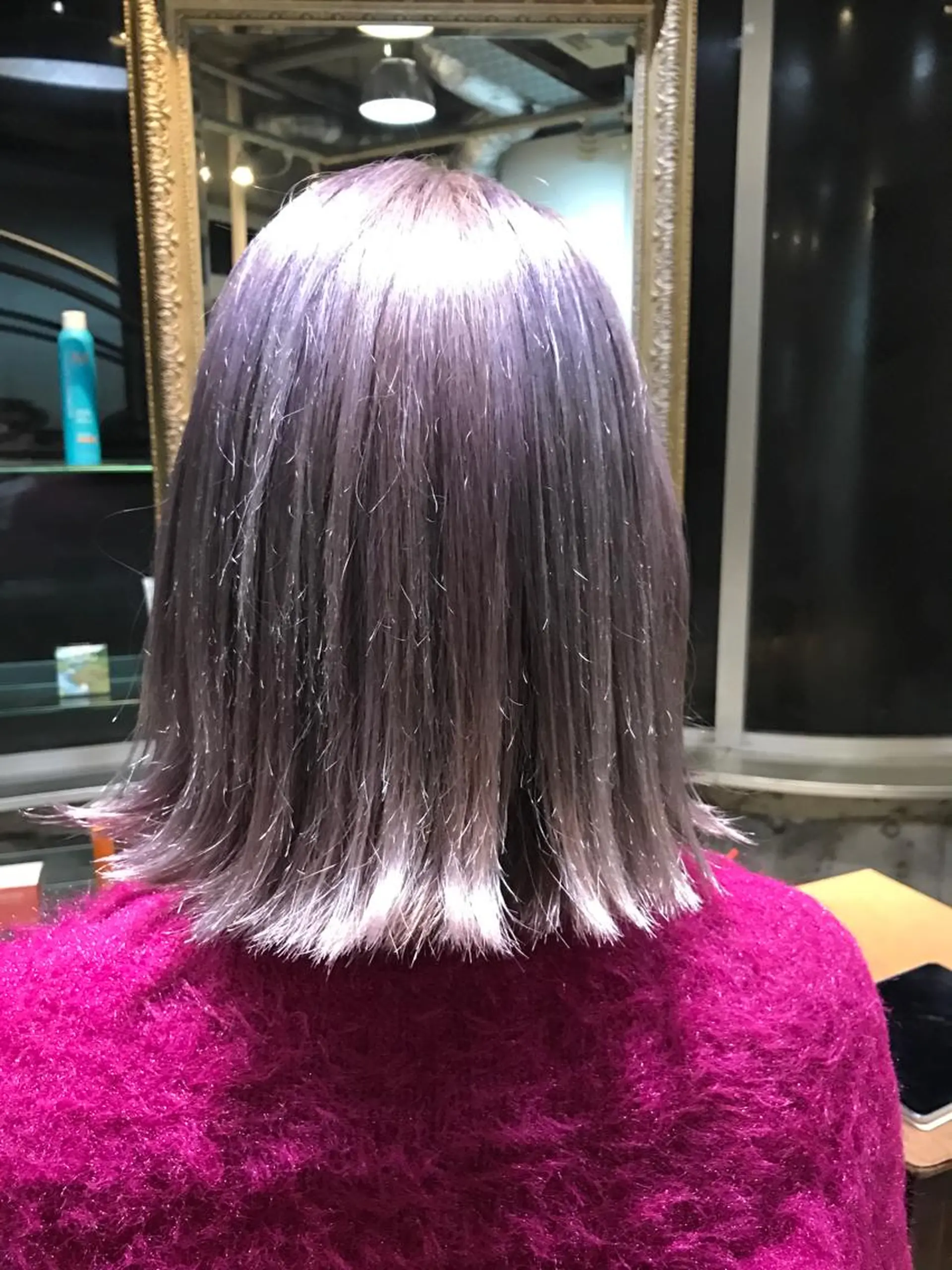 ミディアム カラー ブリーチ ダブルカラー ラベンダーカラー サロンドミルク 原宿のヘアスタイル