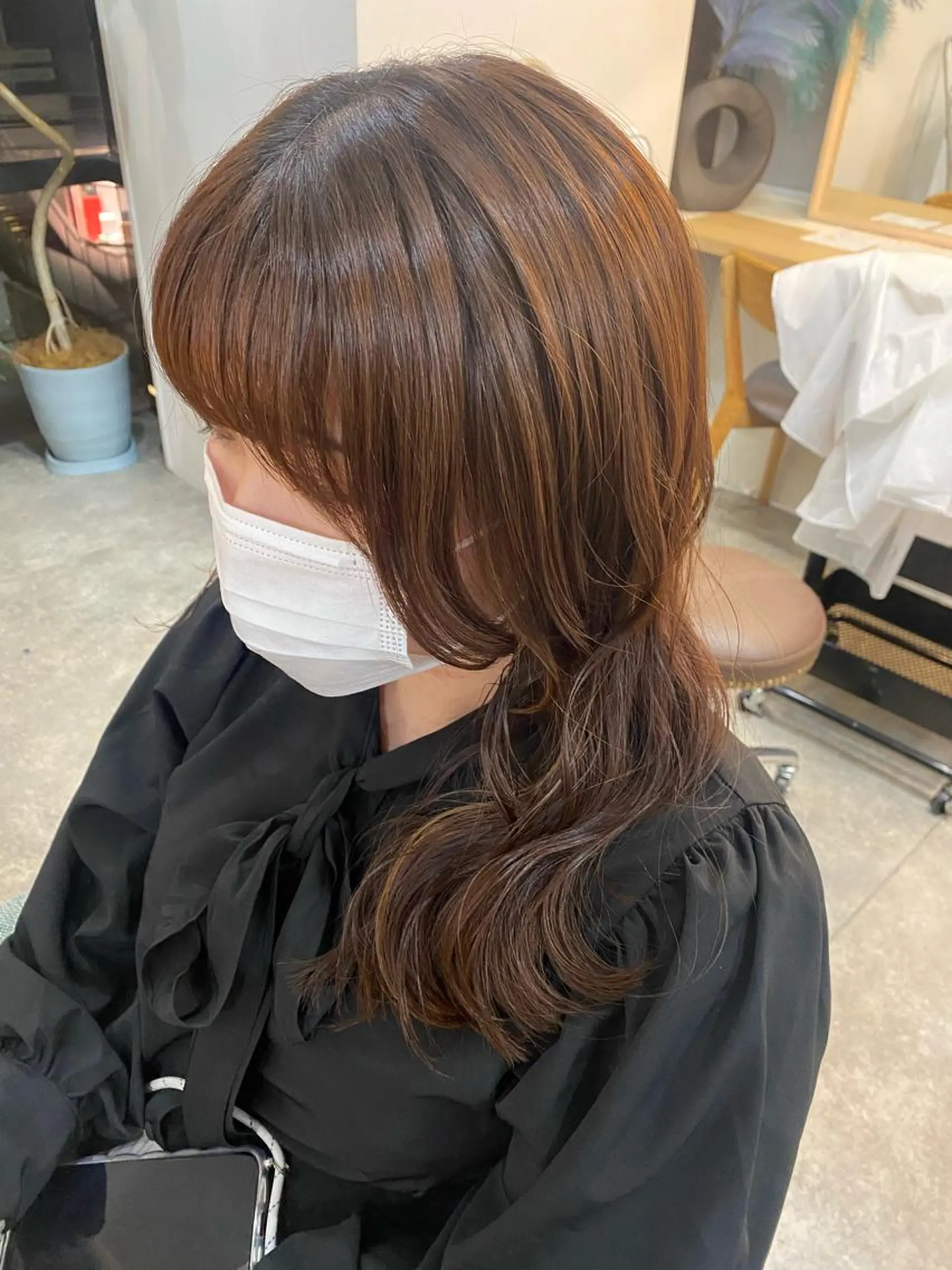 セミロング カラー ヘアアレンジ 顔まわりレイヤー 顔周りカット レイヤーカット ボブ /ニュアンス/ satomi🧸💖のヘアスタイル