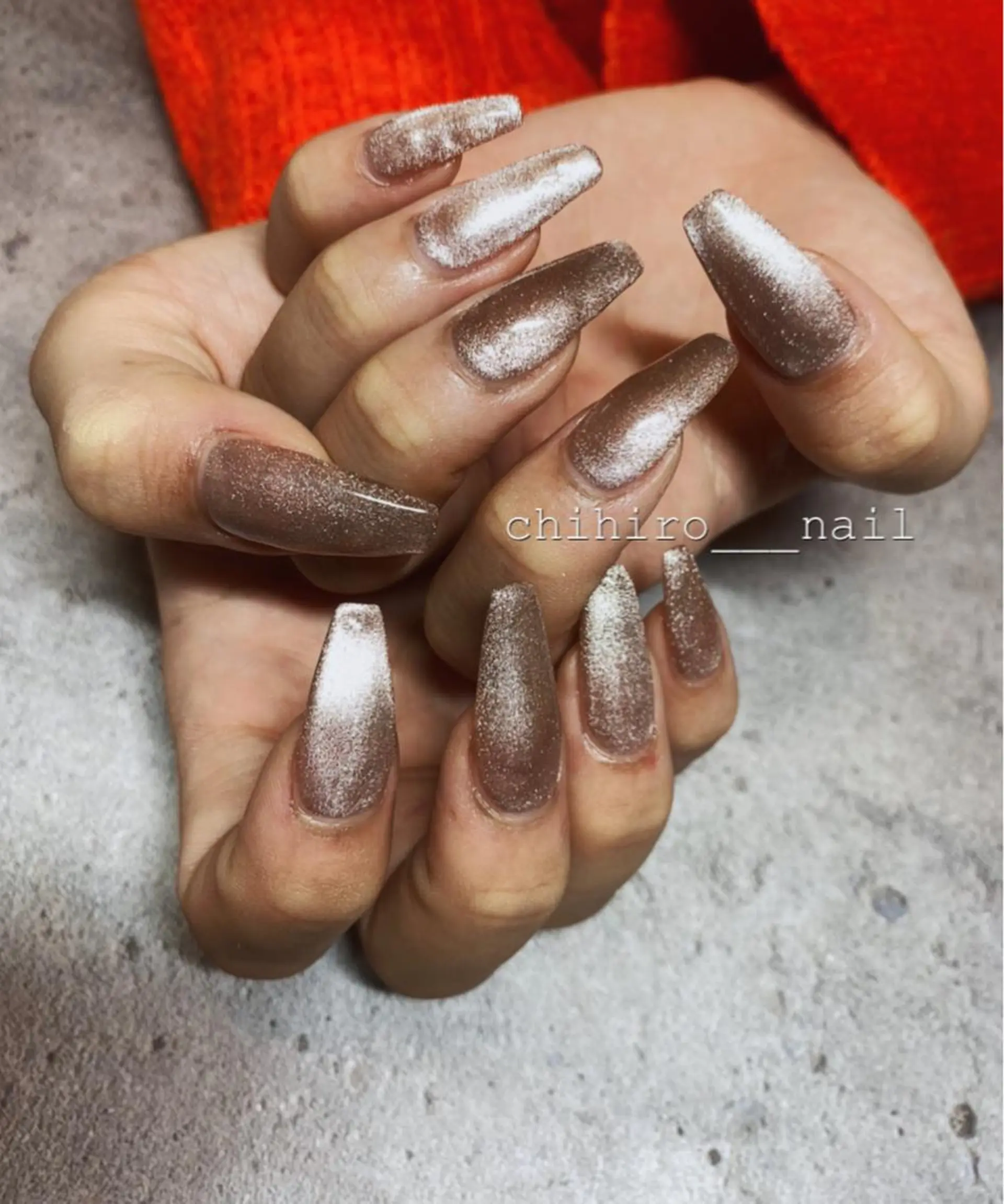 ロング カラー ネイル アートネイル フレンチネイル ジェルネイル マグネットネイル ニュアンスネイル beauty salon ma'am所属・chihiro 小路ネイルのネイルデザイン