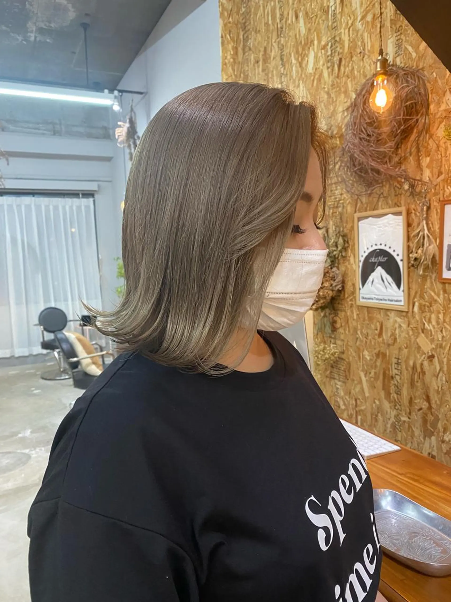 ミディアム カラー ヘアアレンジ メンズ ネイル マツエク・マツパ アイブロウ グレージュ ミルクティーグレージュ chapter問屋町 💘小室明華のヘアスタイル