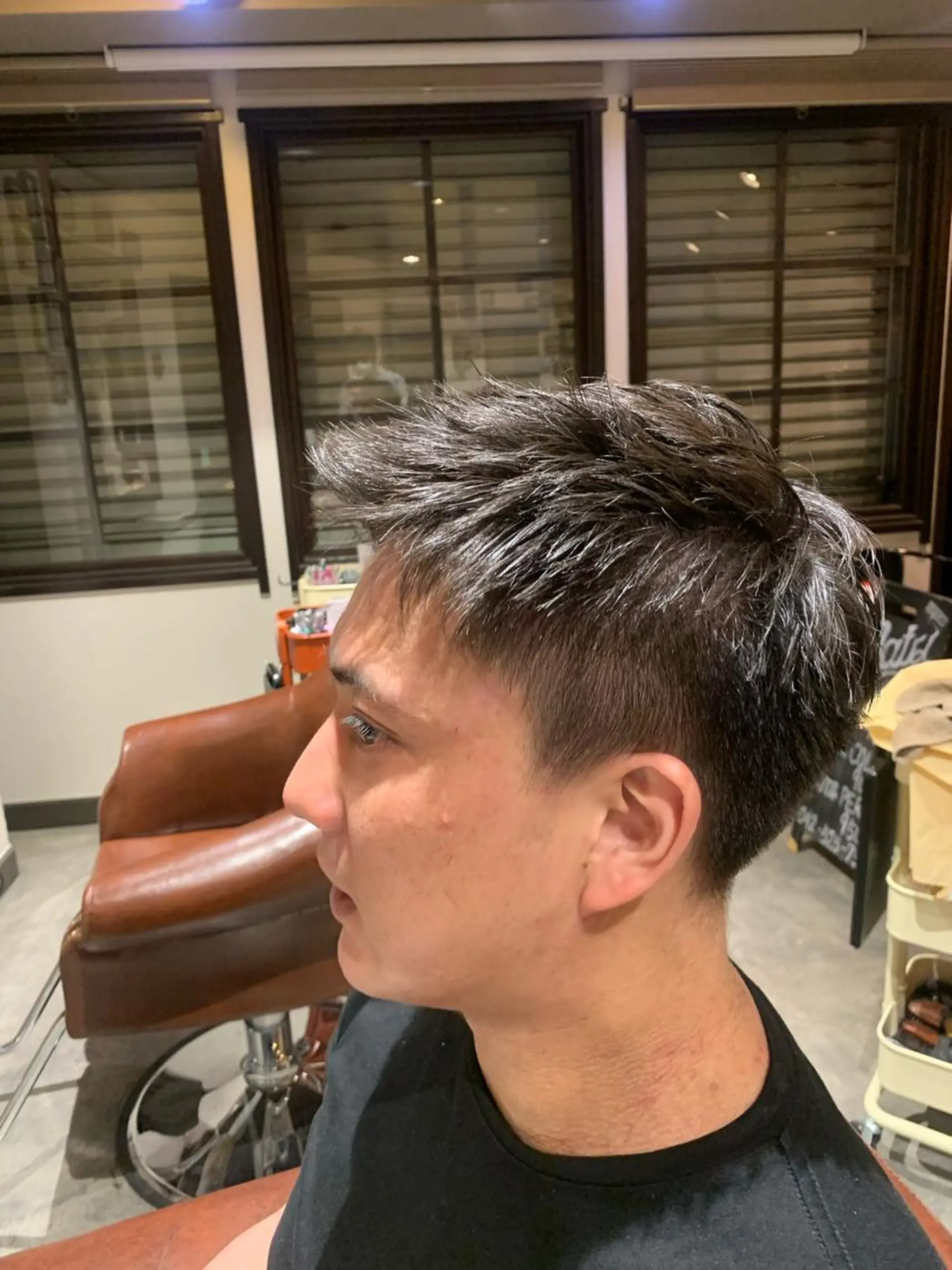 ショート メンズ アップバング 刈り上げ familiar BOND所属・佐々木陸斗 ショート&メンズのヘアスタイル