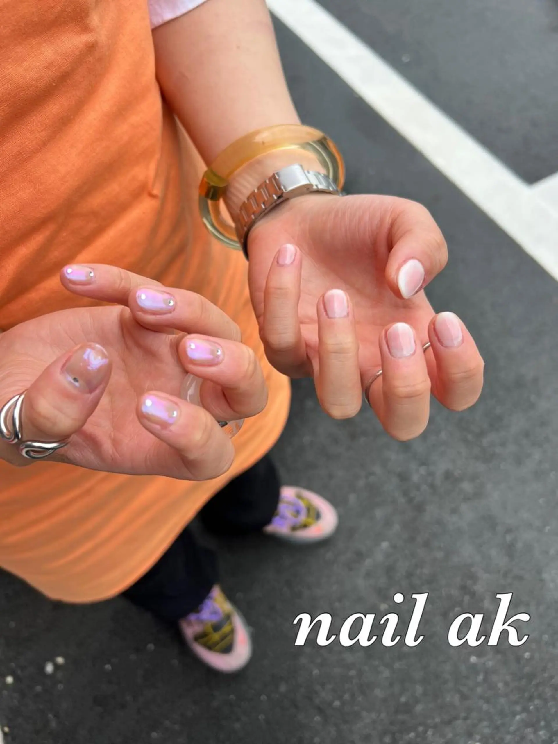 ネイル オーロラネイル チークネイル クリアネイル ハンドネイル ak nail .のネイルデザイン