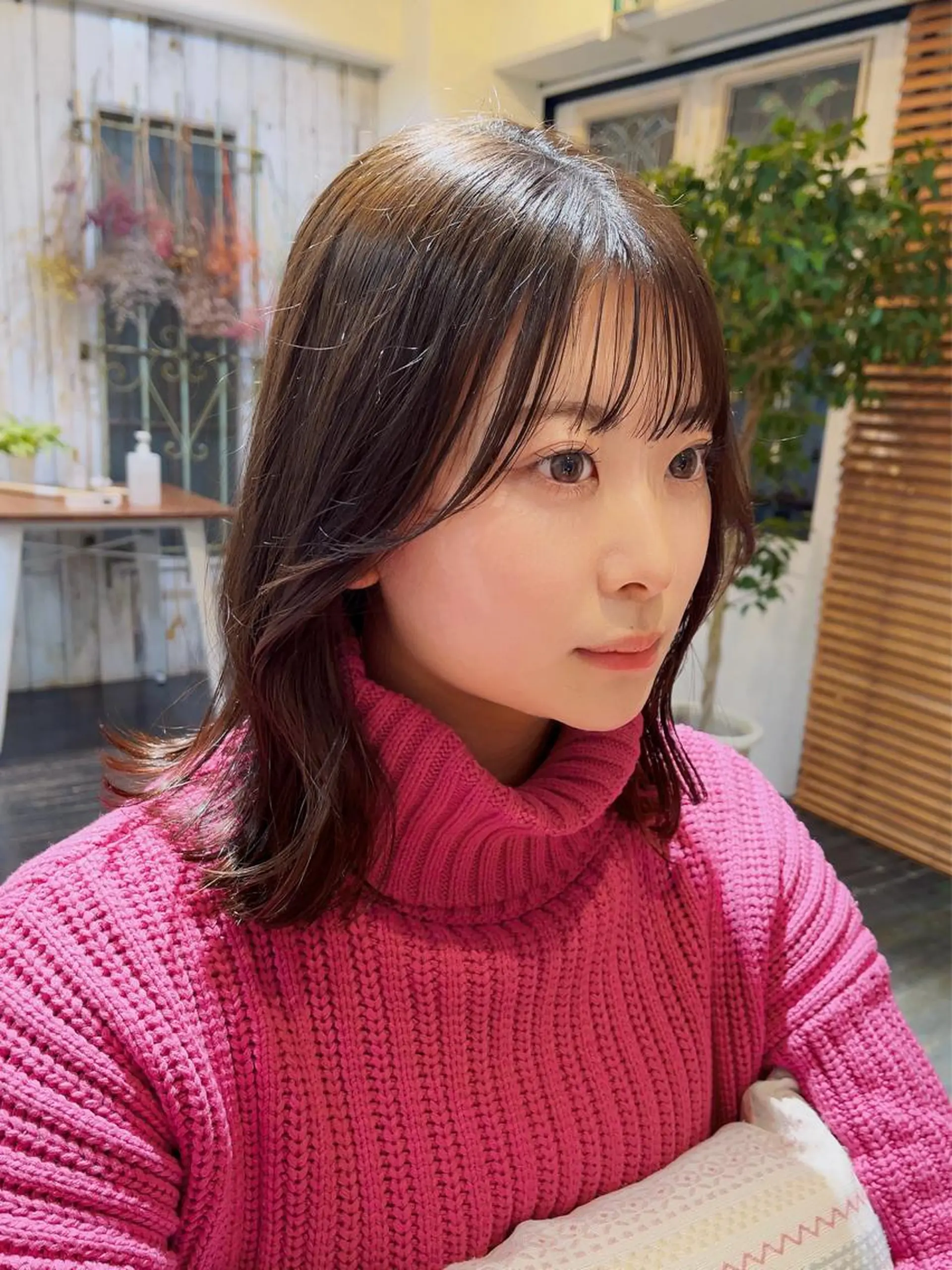 ミディアム カラー くびれヘア 韓国風ヘア 髪質改善カラー☆ ヘアアレンジmiyuのヘアスタイル