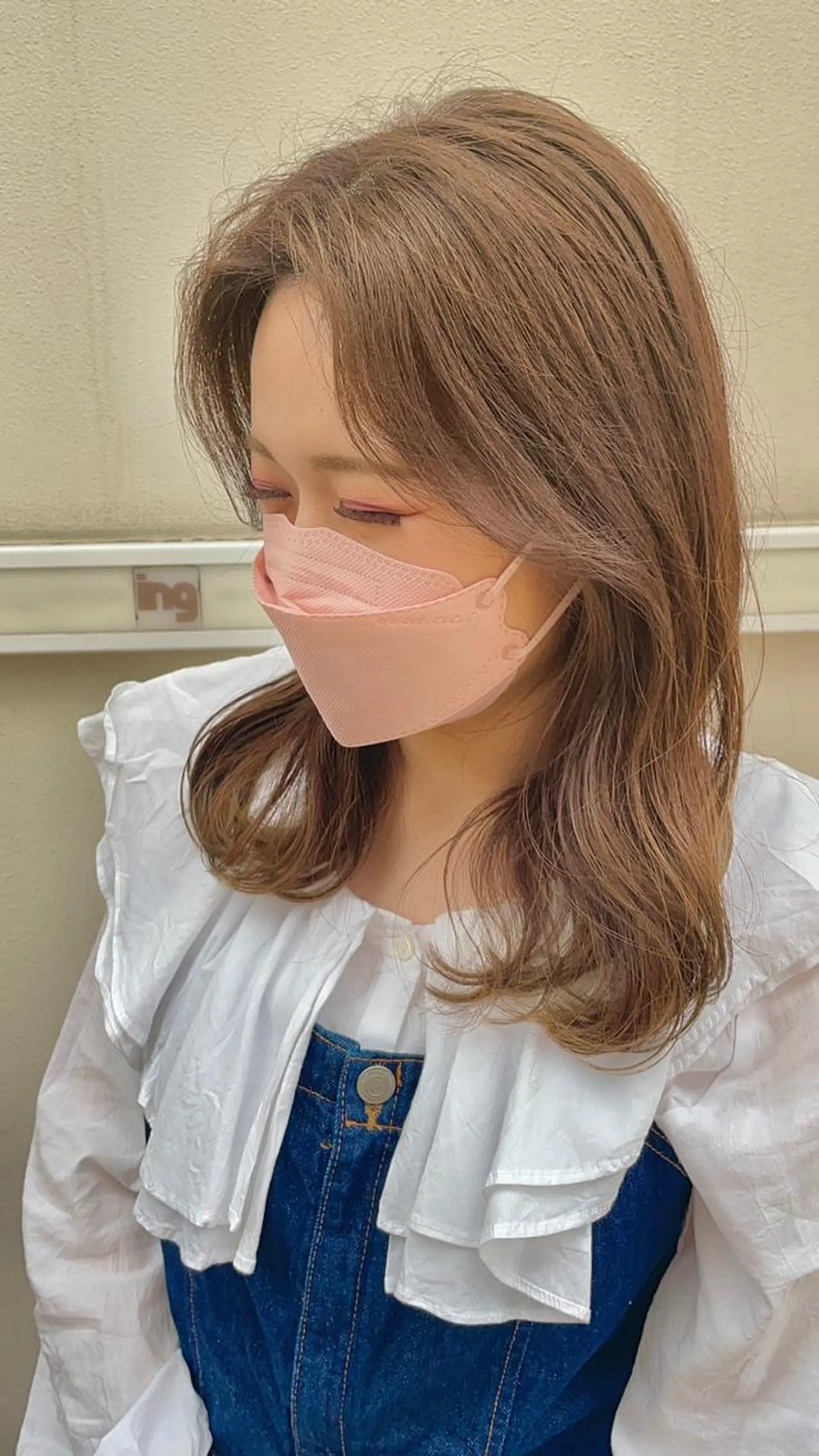 ミディアム カラー ブリーチなしで透け感 暖色カラーボブaoiのヘアスタイル