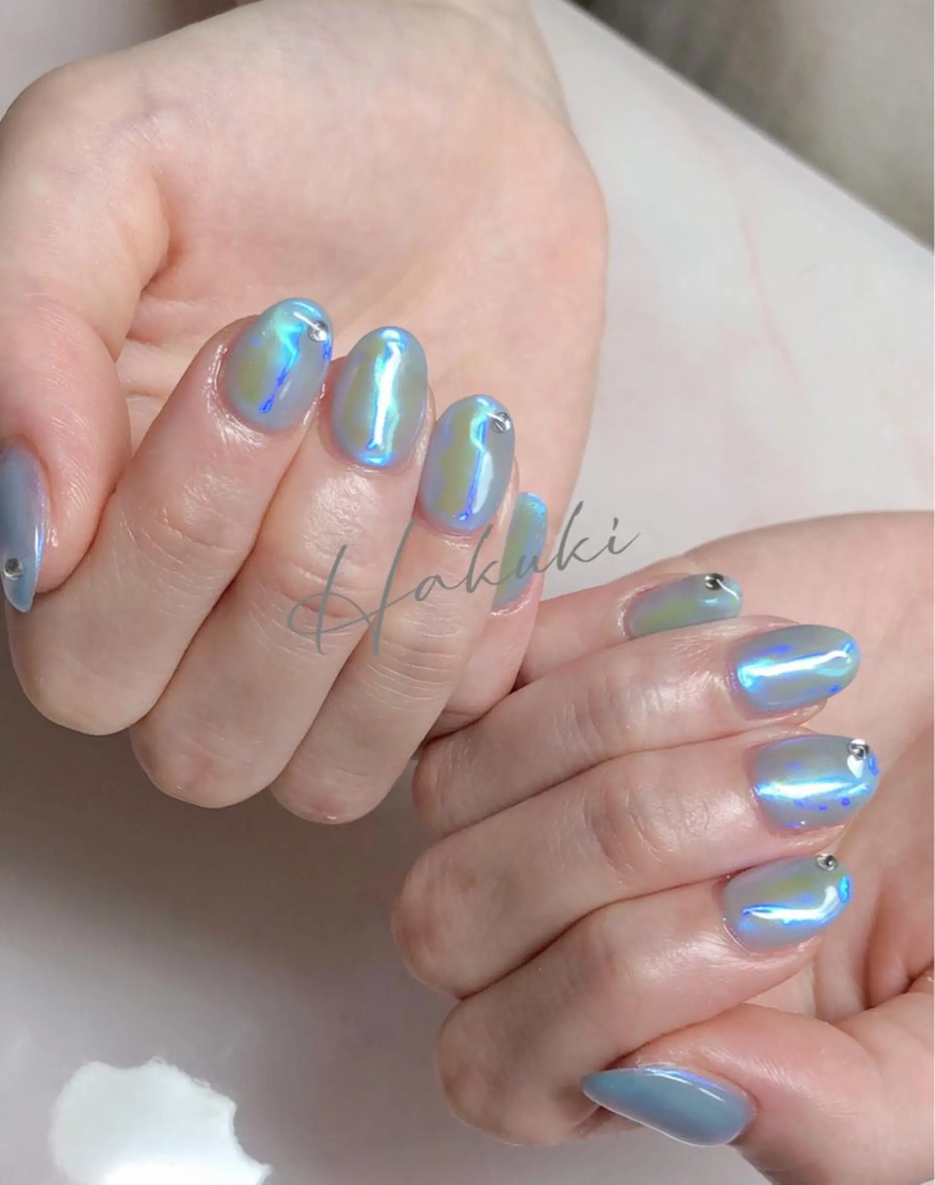 メンズ ネイル 氷ネイル・うるうるネイル ハンドネイル ハンドケア ハク キのネイルデザイン
