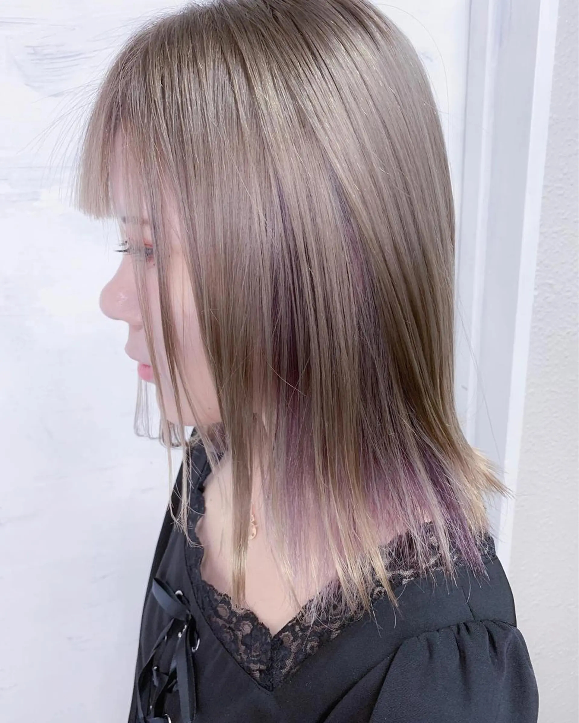 ミディアム カラー ベージュカラー ブリーチ ハイトーンカラー ラベンダーカラー BOX mico.のヘアスタイル