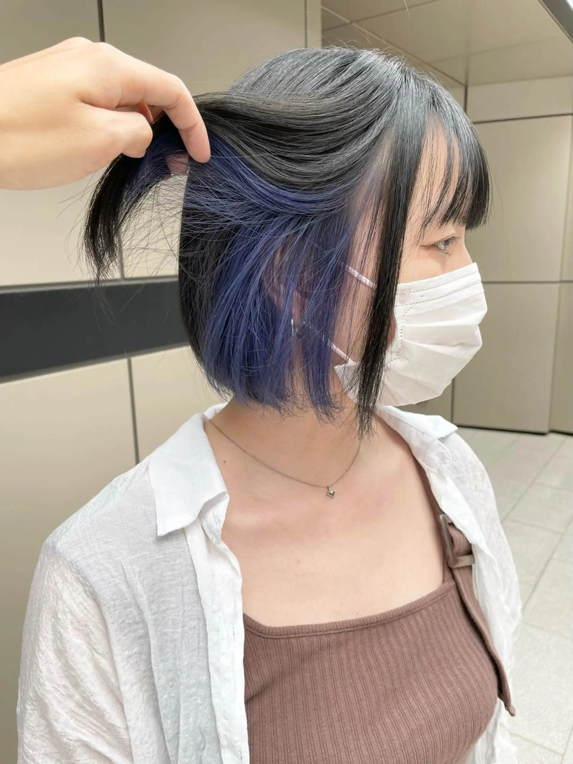 ショート カラー ブリーチ ブルーカラー ネイビーカラー バイオレットカラー ヘアカラー 💈平島 拓也💈のヘアスタイル