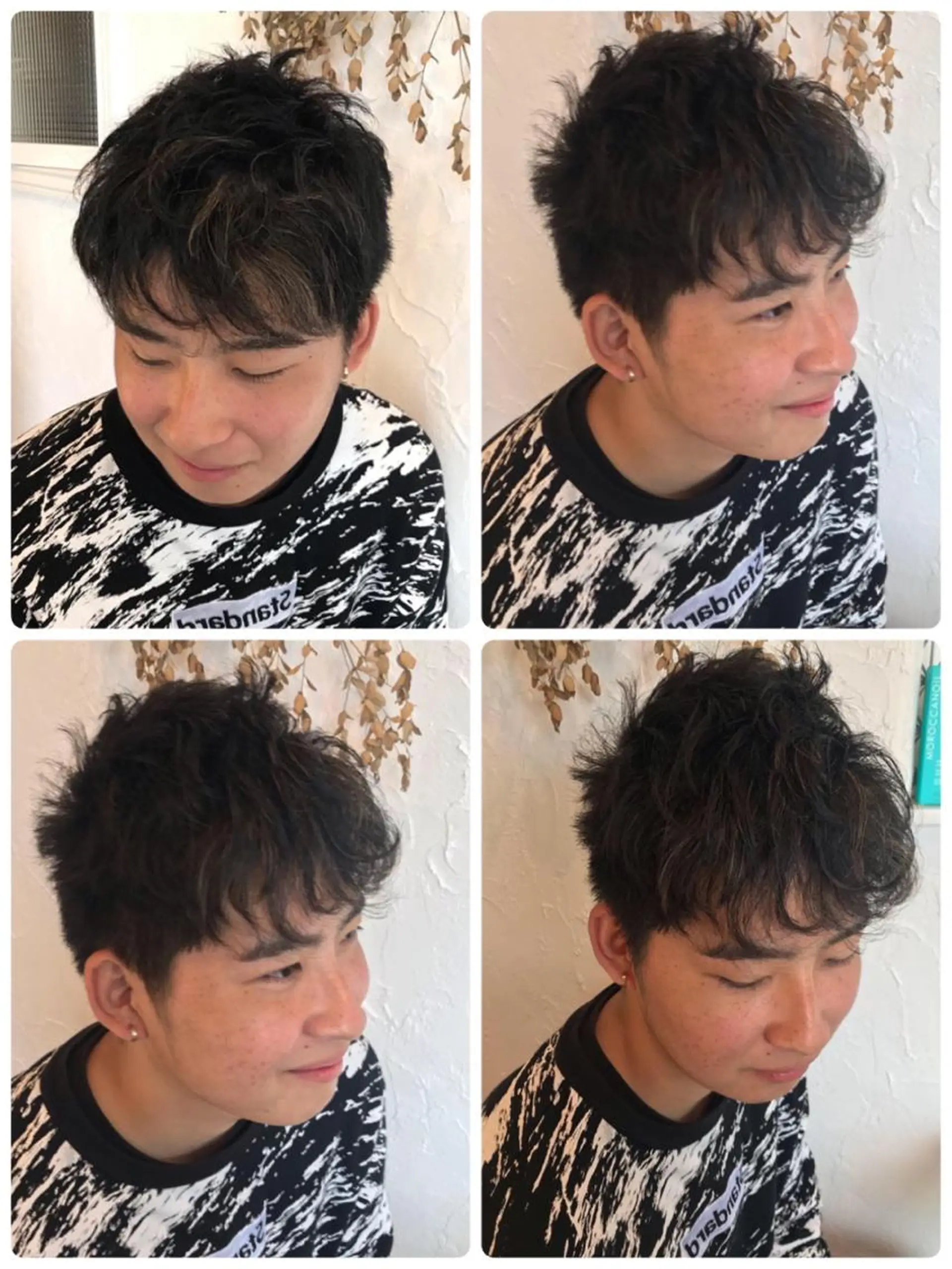 ショート カラー パーマ ヘアアレンジ メンズ メンズハイライト メンズパーマ ハイライトカラー ハイライト カット パーマ 美容室 ソンリエのヘアスタイル