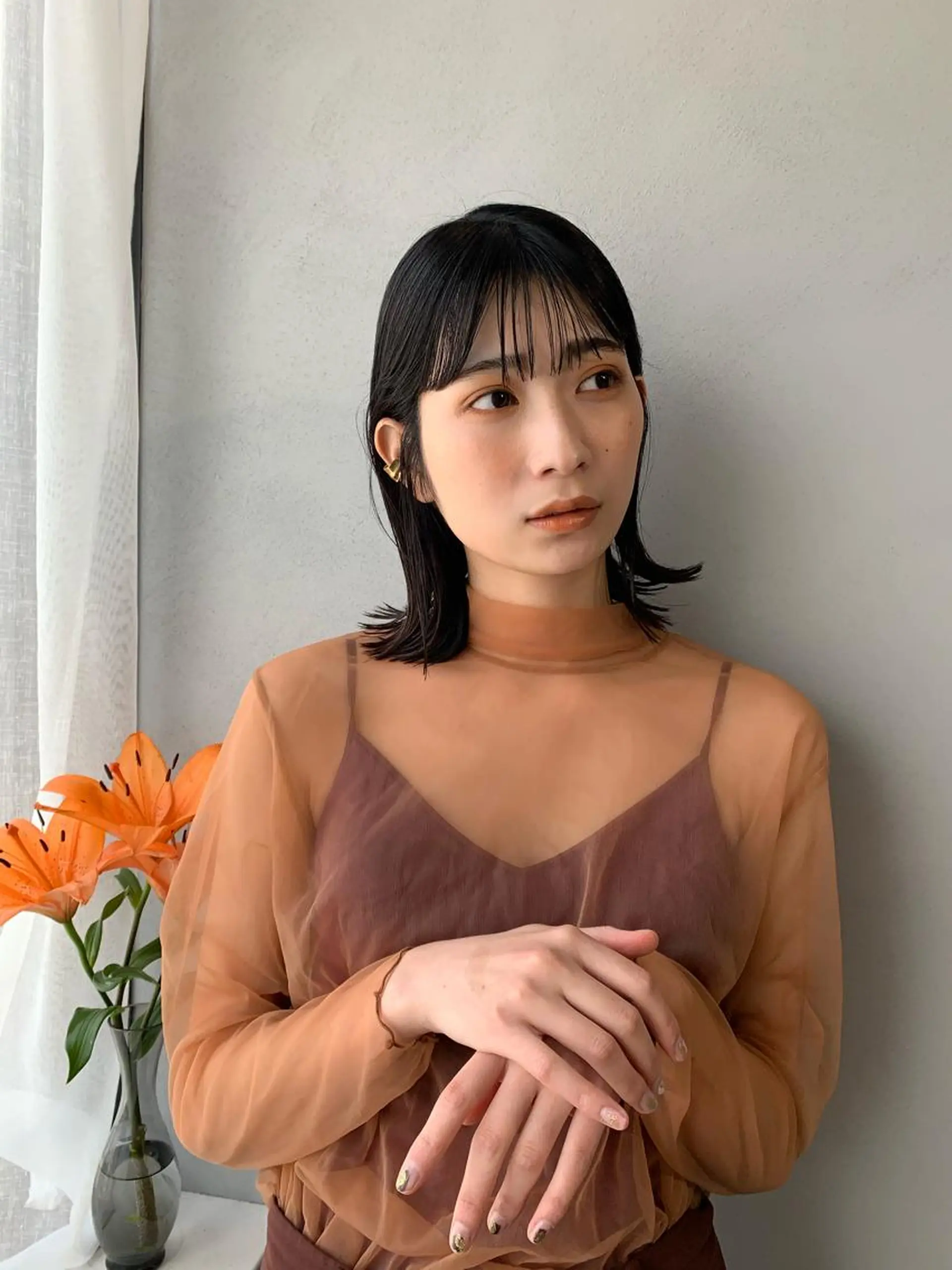 ミディアム カラー ボブパーマコテ巻き風 パーマNo1深江秀平のヘアスタイル