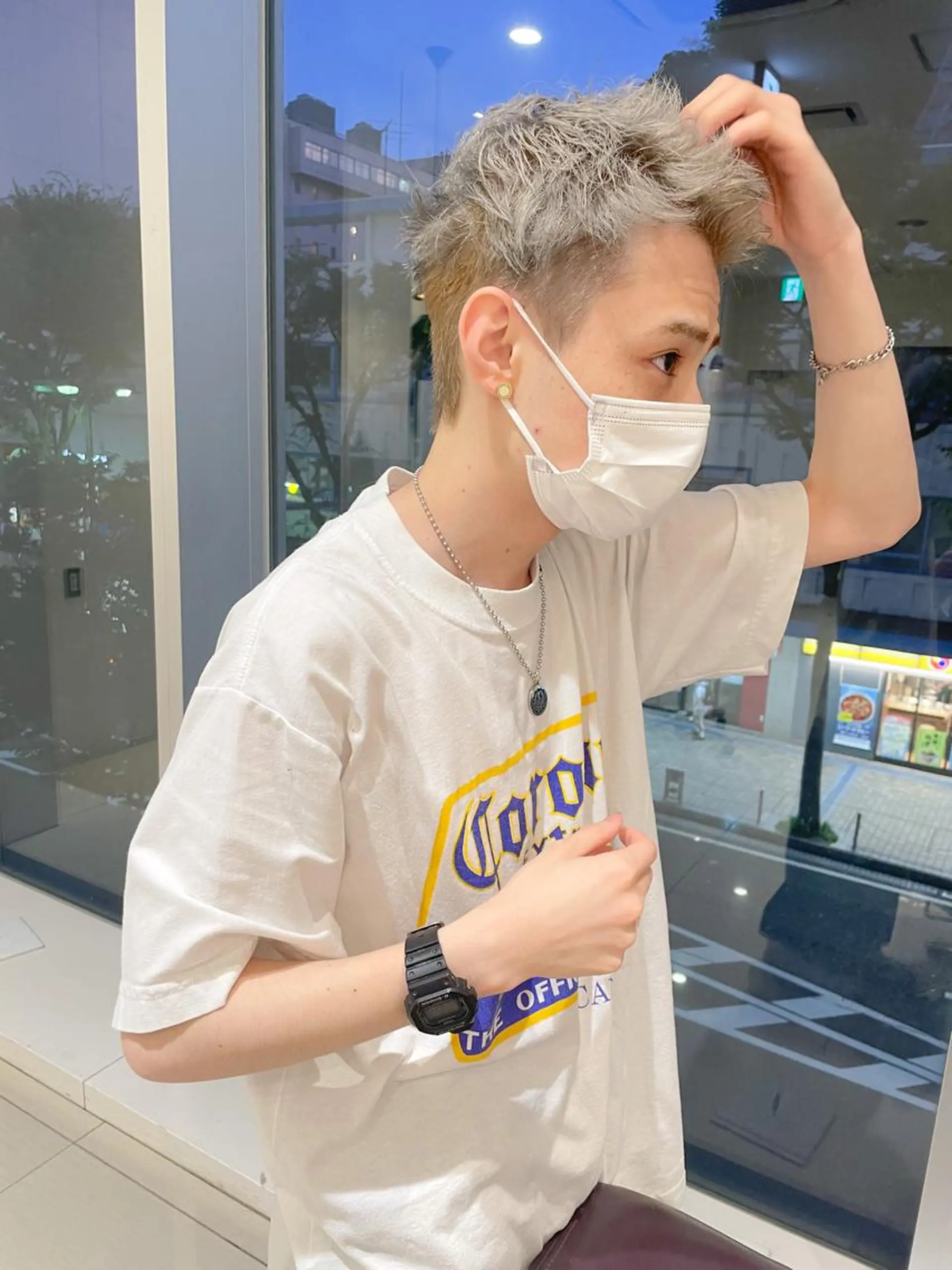 ショート カラー ベージュカラー ハイトーンカラー ミルクティーベージュ 髪質改善/ブリーチ 田代 龍我のヘアスタイル