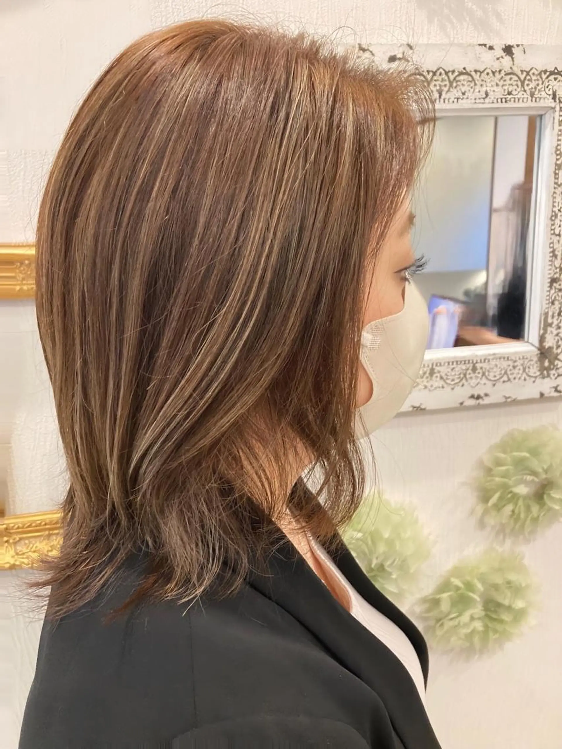 ミディアム カラー ハイライトカラー ハイライト レイヤーカット ♥kanaのヘアスタイル