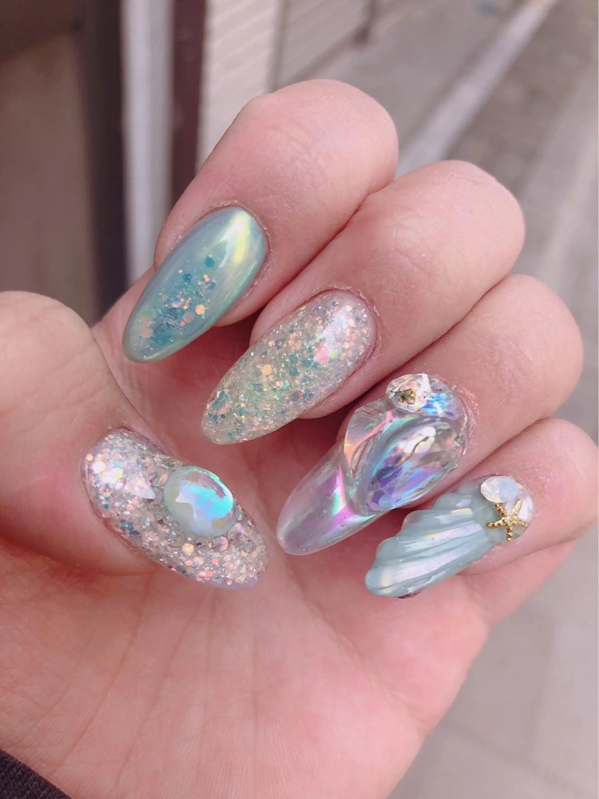 ネイル ブルー 氷ネイル・うるうるネイル ハンドネイル ハンドケア FASTNAIL PLUS 新宿店のネイルデザイン